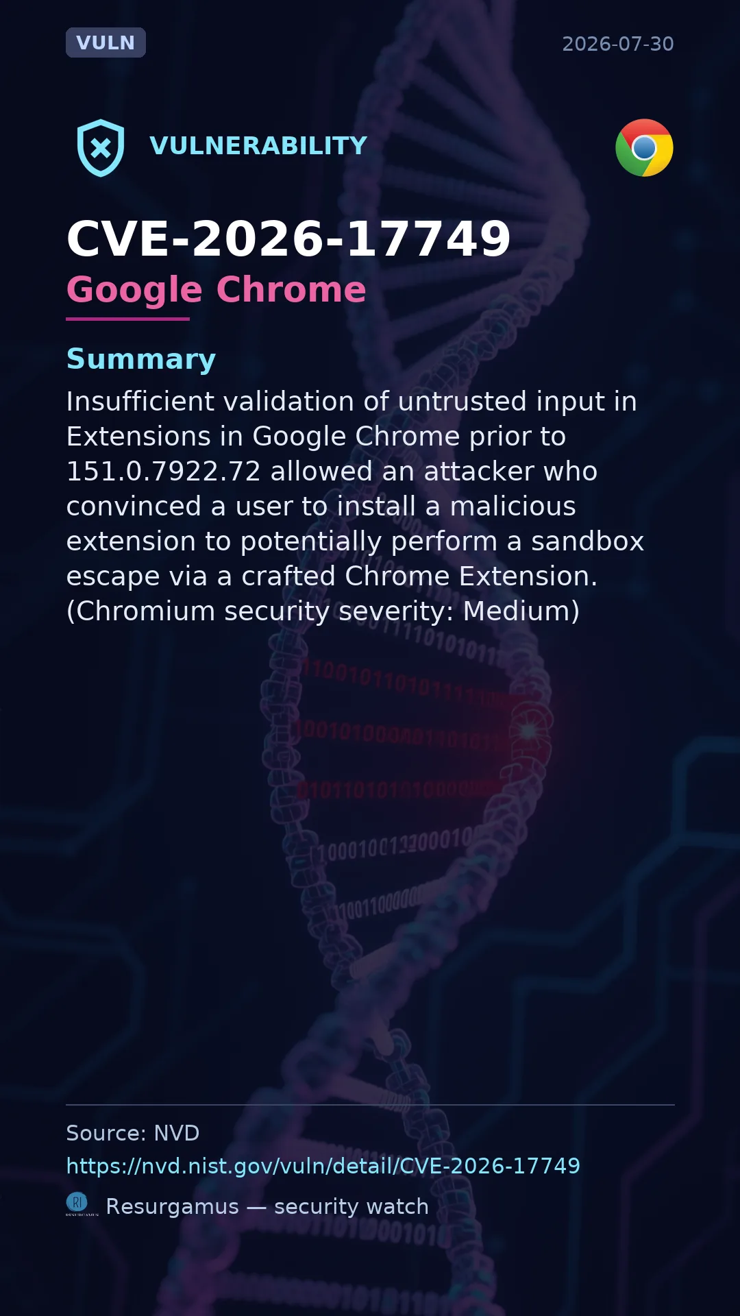 CVE-2026-17749 Google Chrome Vulnerability