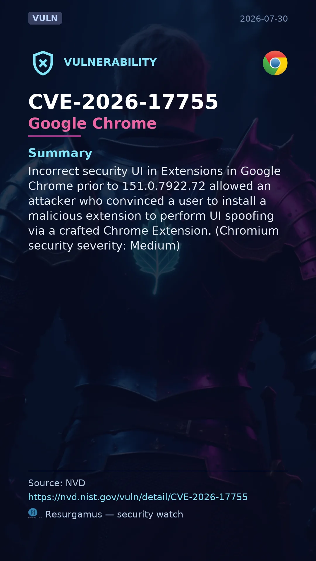 CVE-2026-17755 Google Chrome Vulnerability