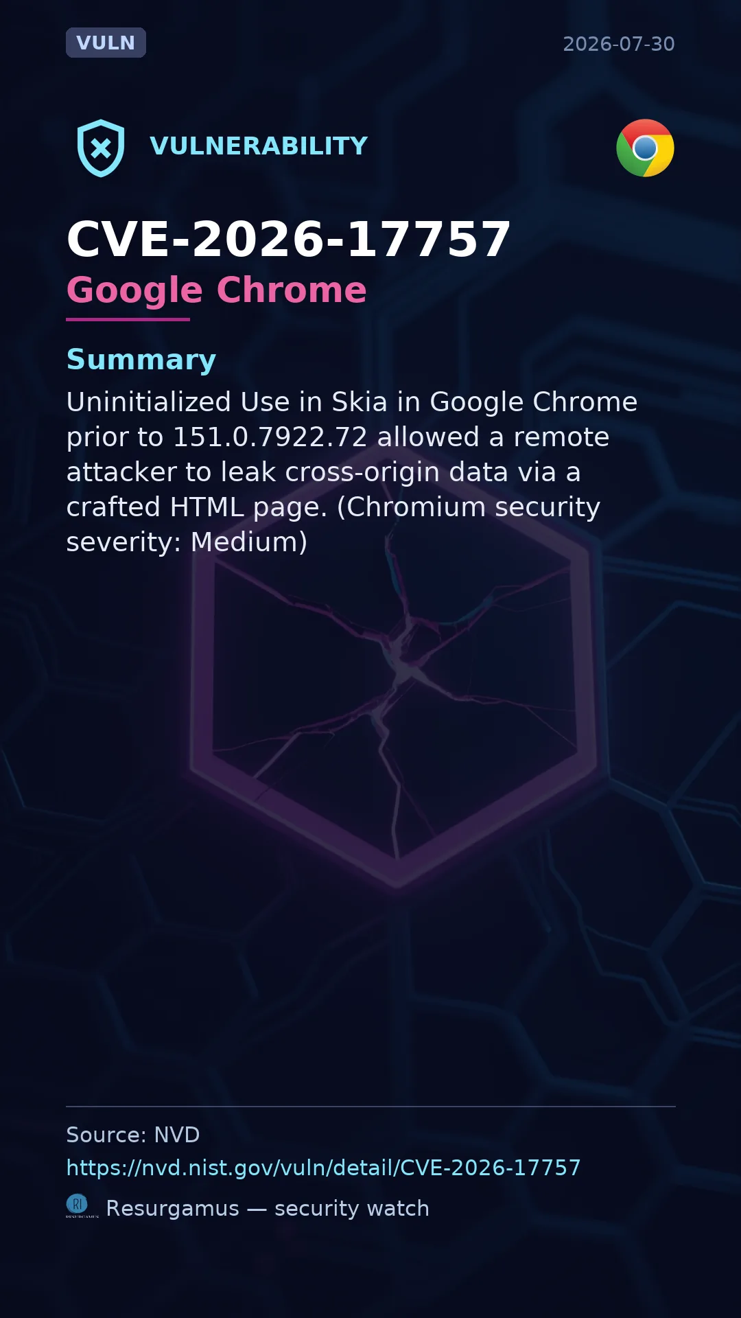 CVE-2026-17757 Google Chrome Vulnerability