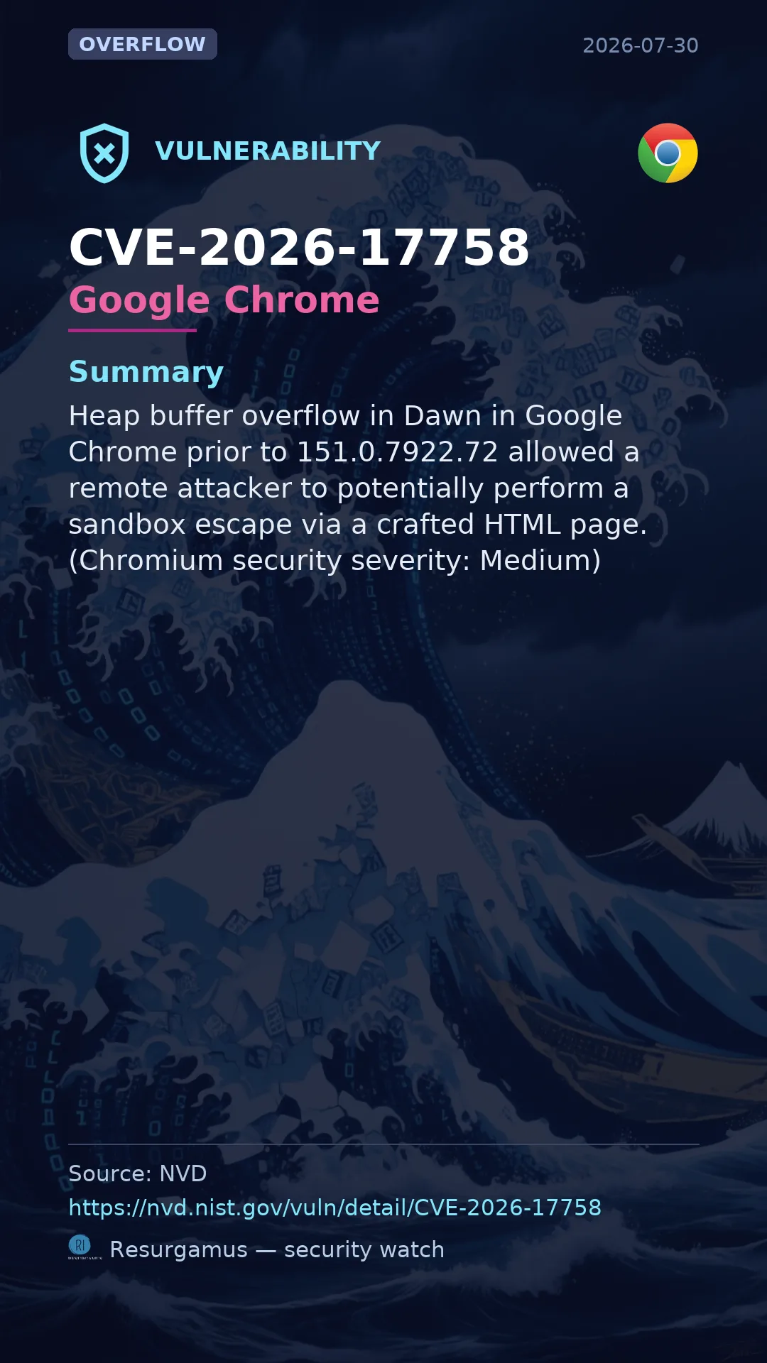 CVE-2026-17758 Google Chrome Vulnerability