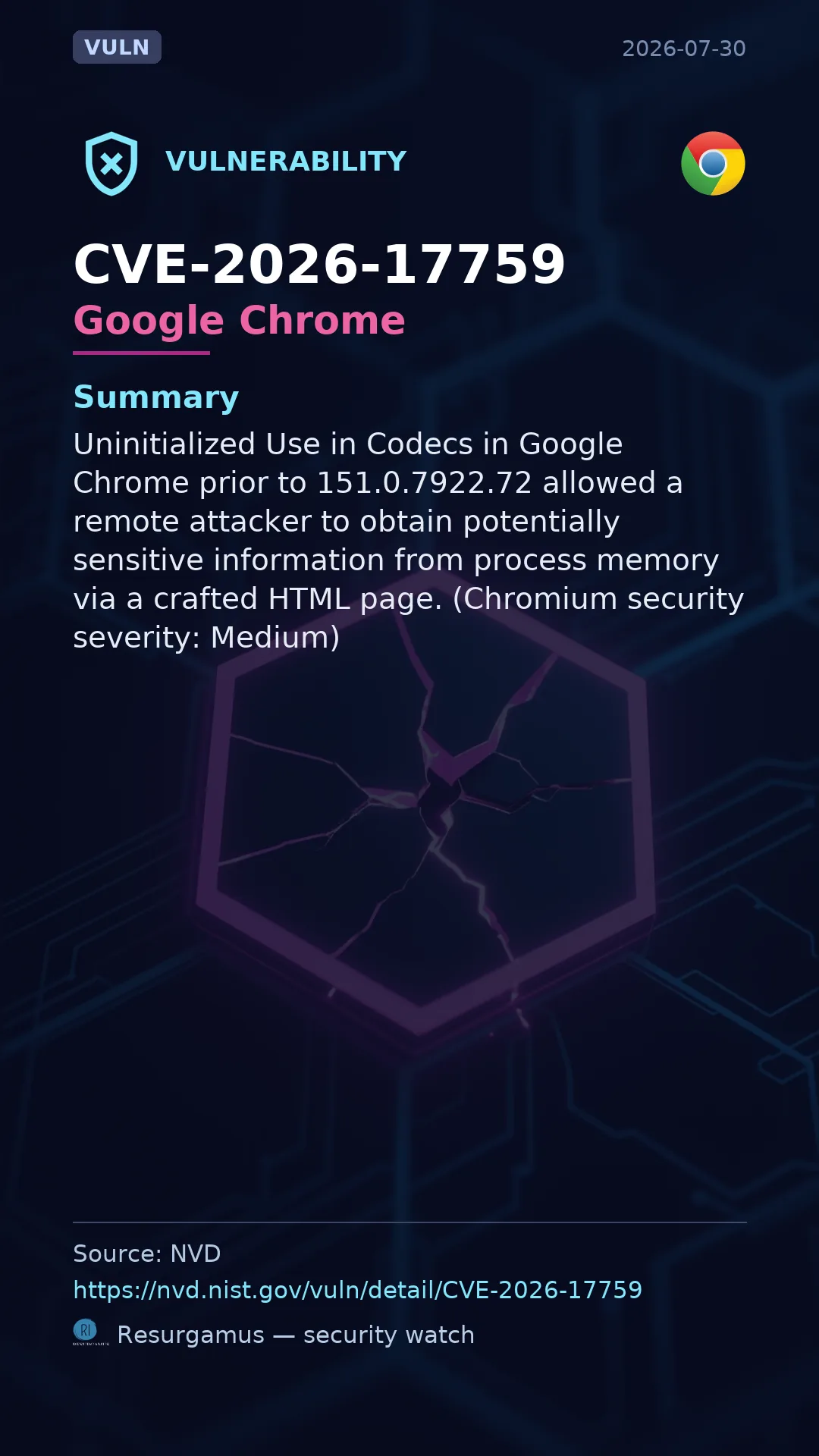 CVE-2026-17759 Google Chrome Vulnerability
