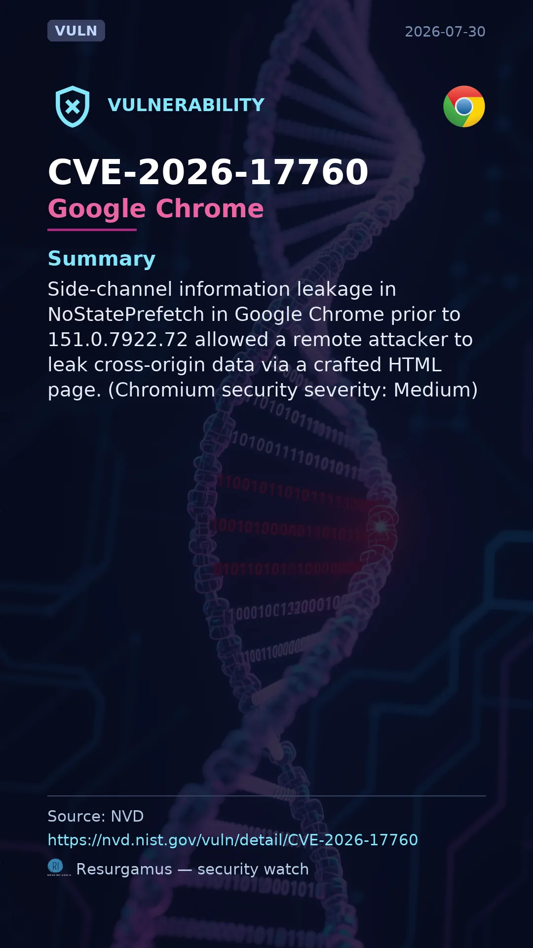 CVE-2026-17760 Google Chrome Vulnerability