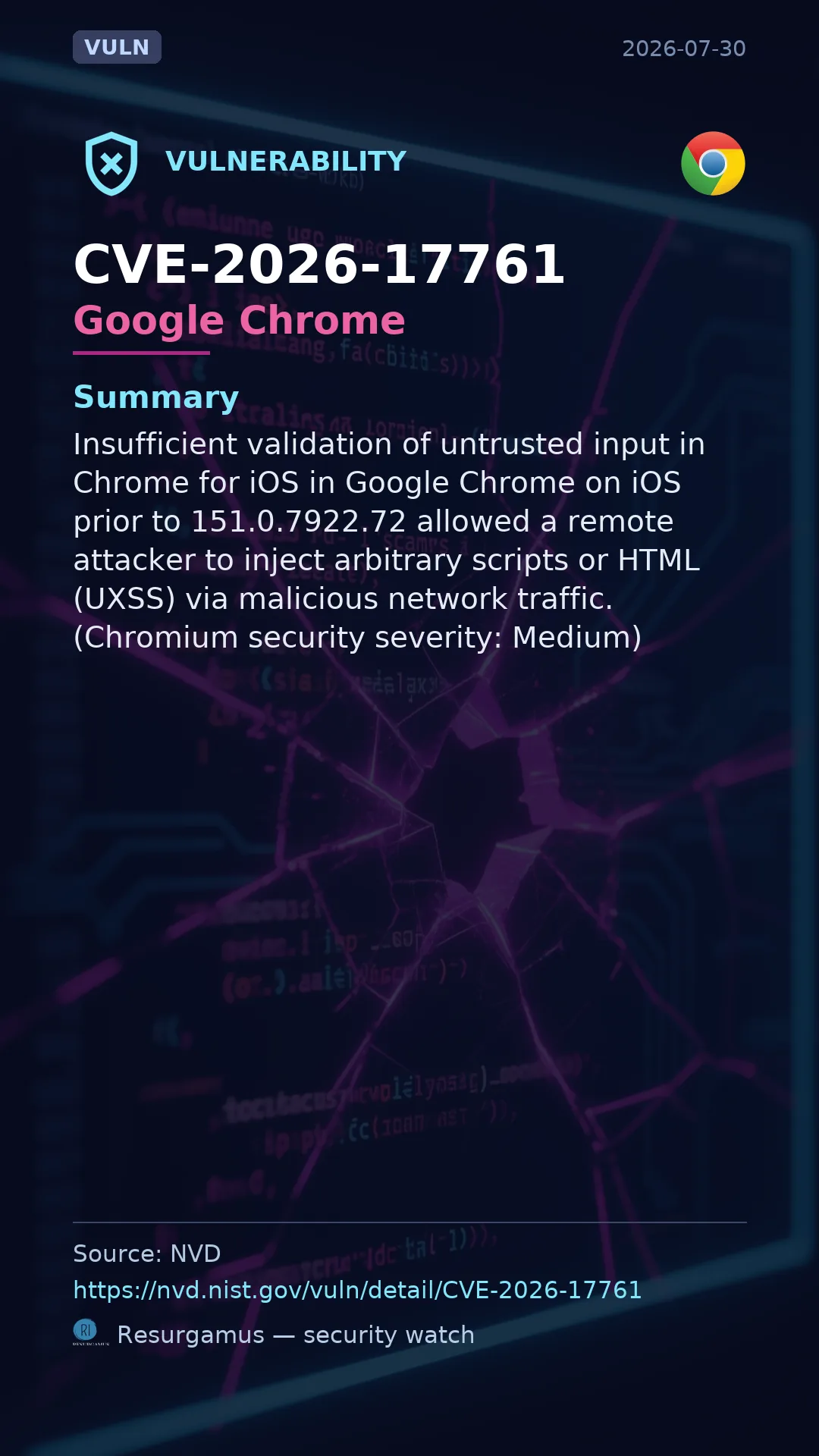 CVE-2026-17761 Google Chrome Vulnerability