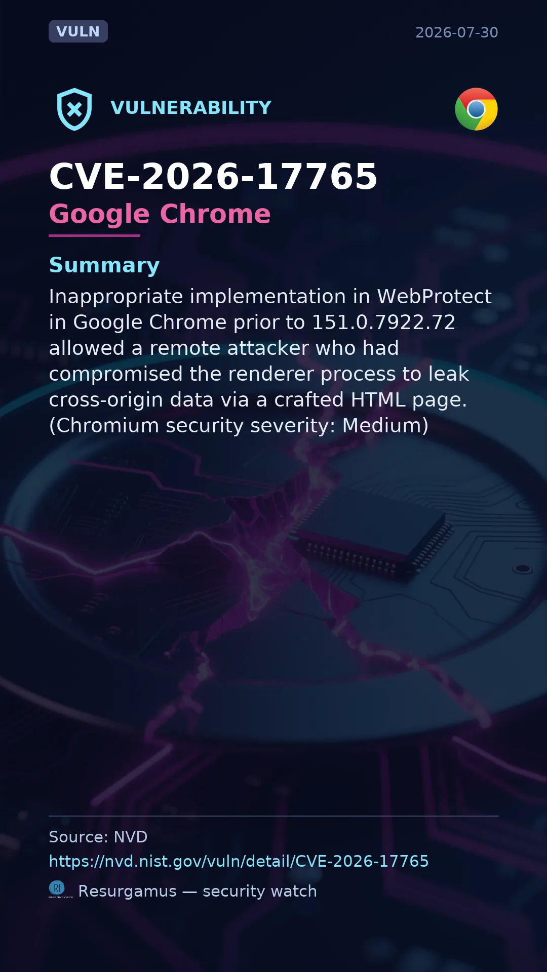 CVE-2026-17765 Google Chrome Vulnerability