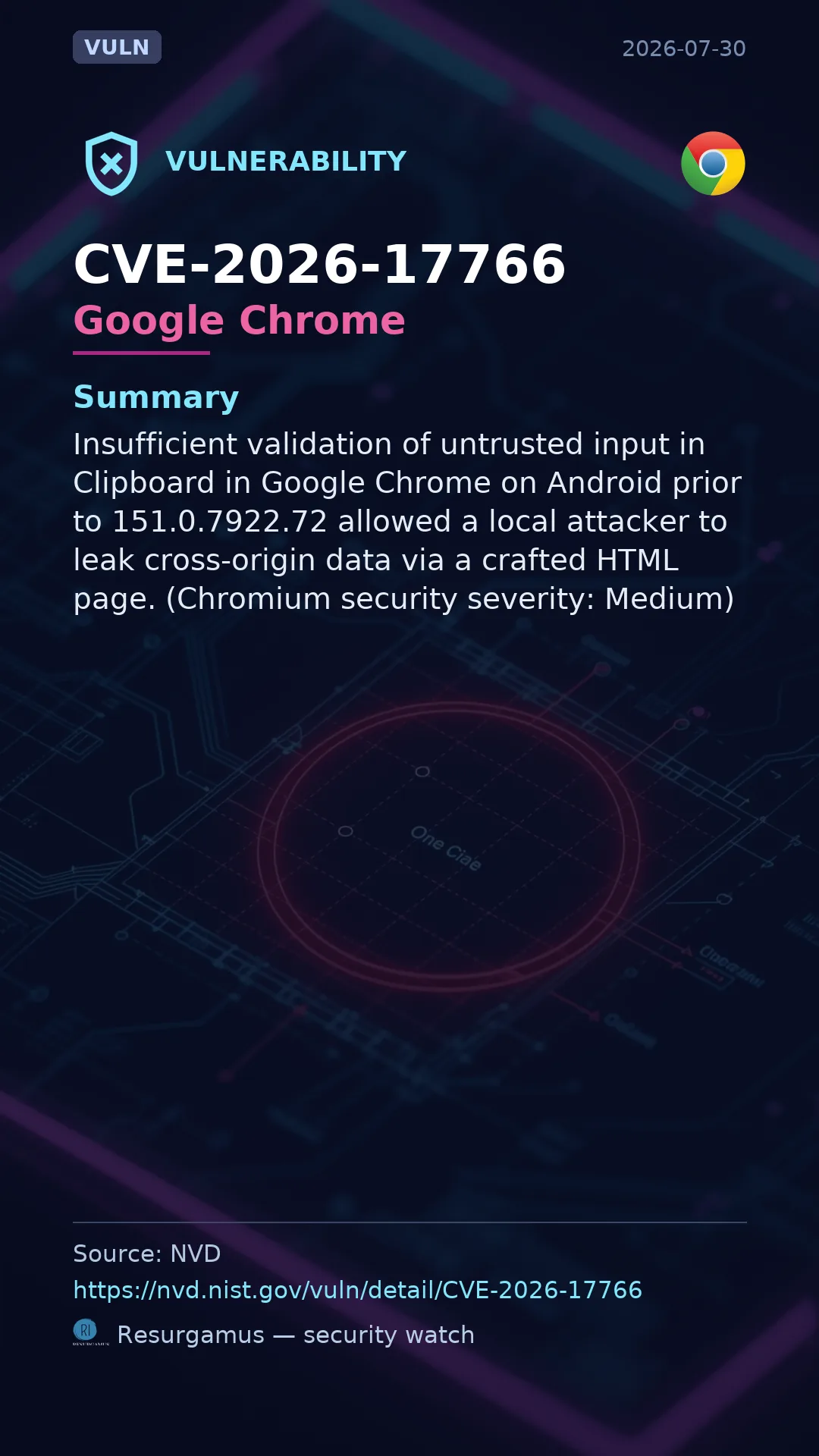 CVE-2026-17766 Google Chrome Vulnerability