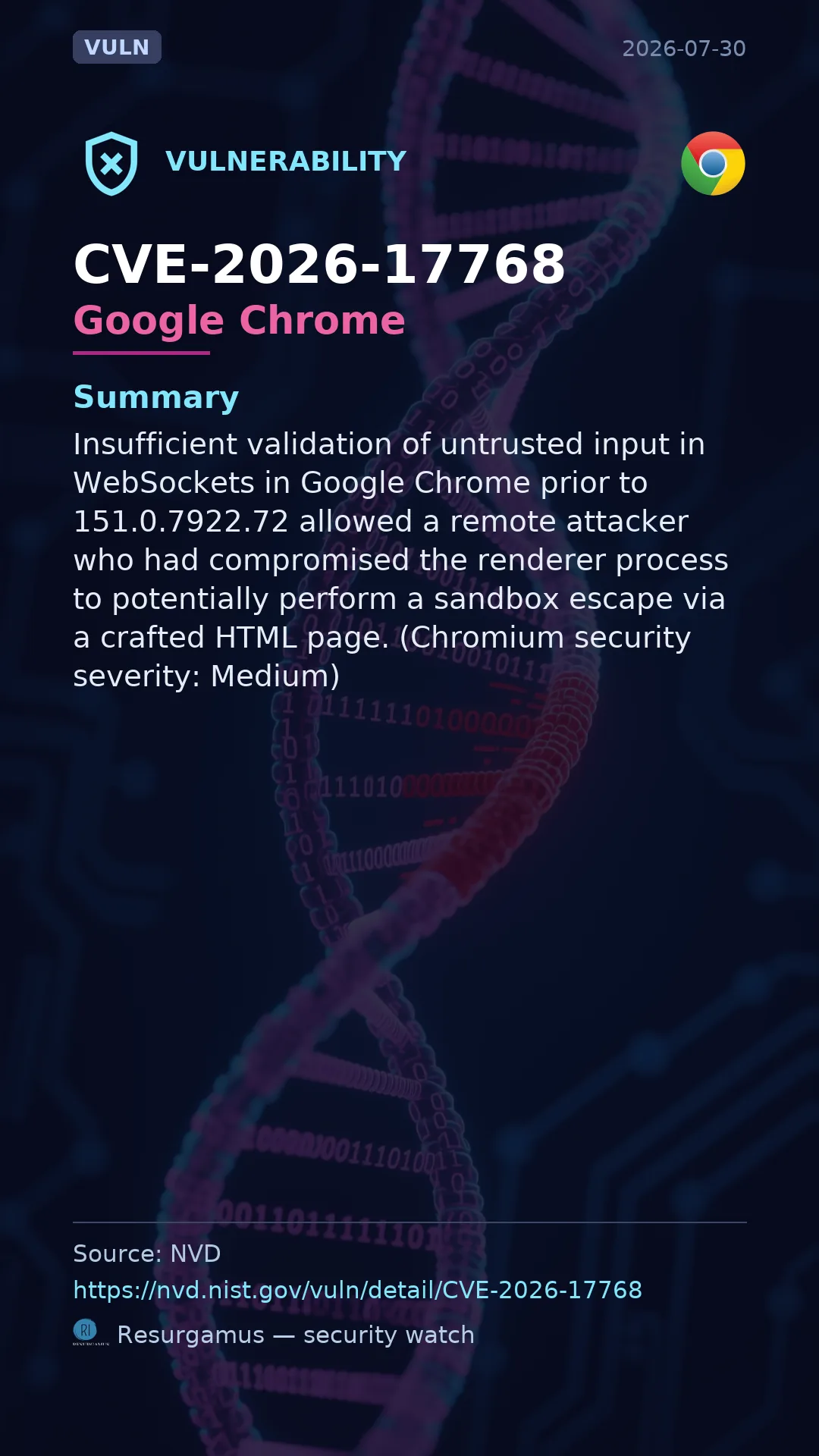 CVE-2026-17768 Google Chrome Vulnerability