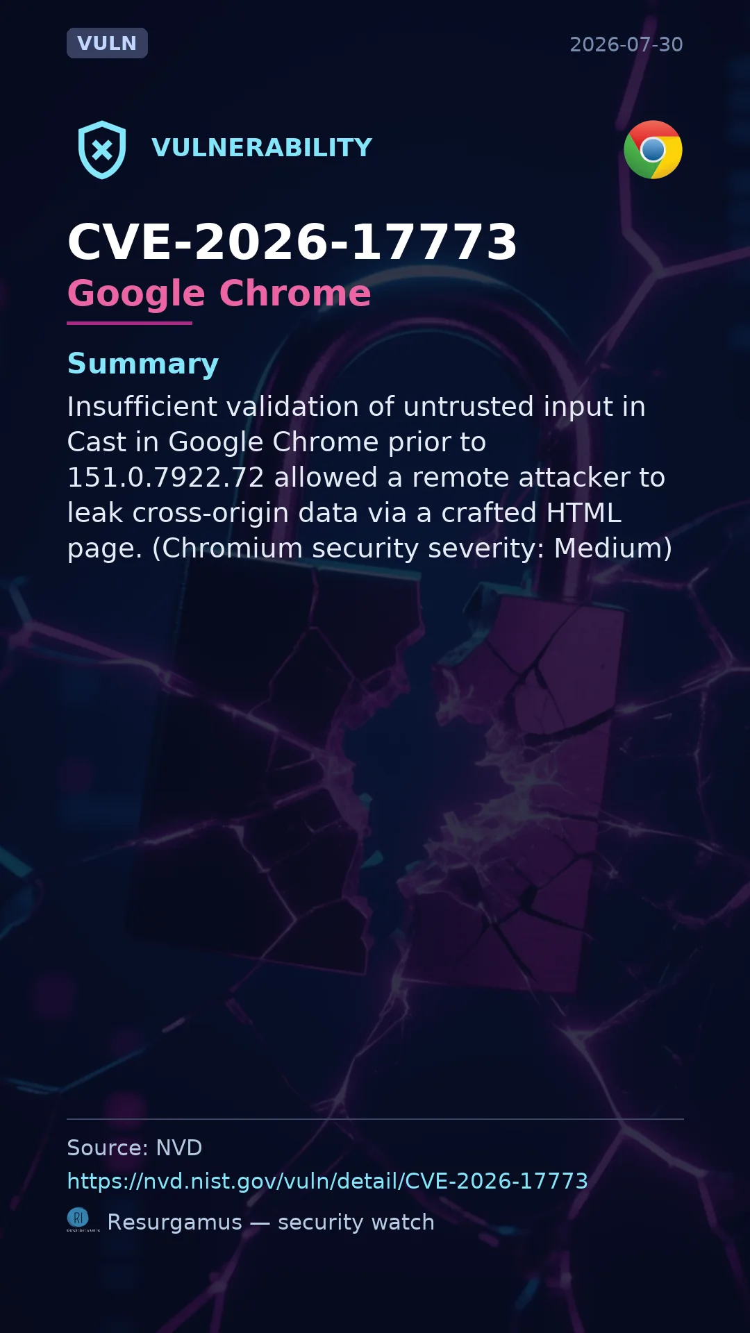 CVE-2026-17773 Google Chrome Vulnerability