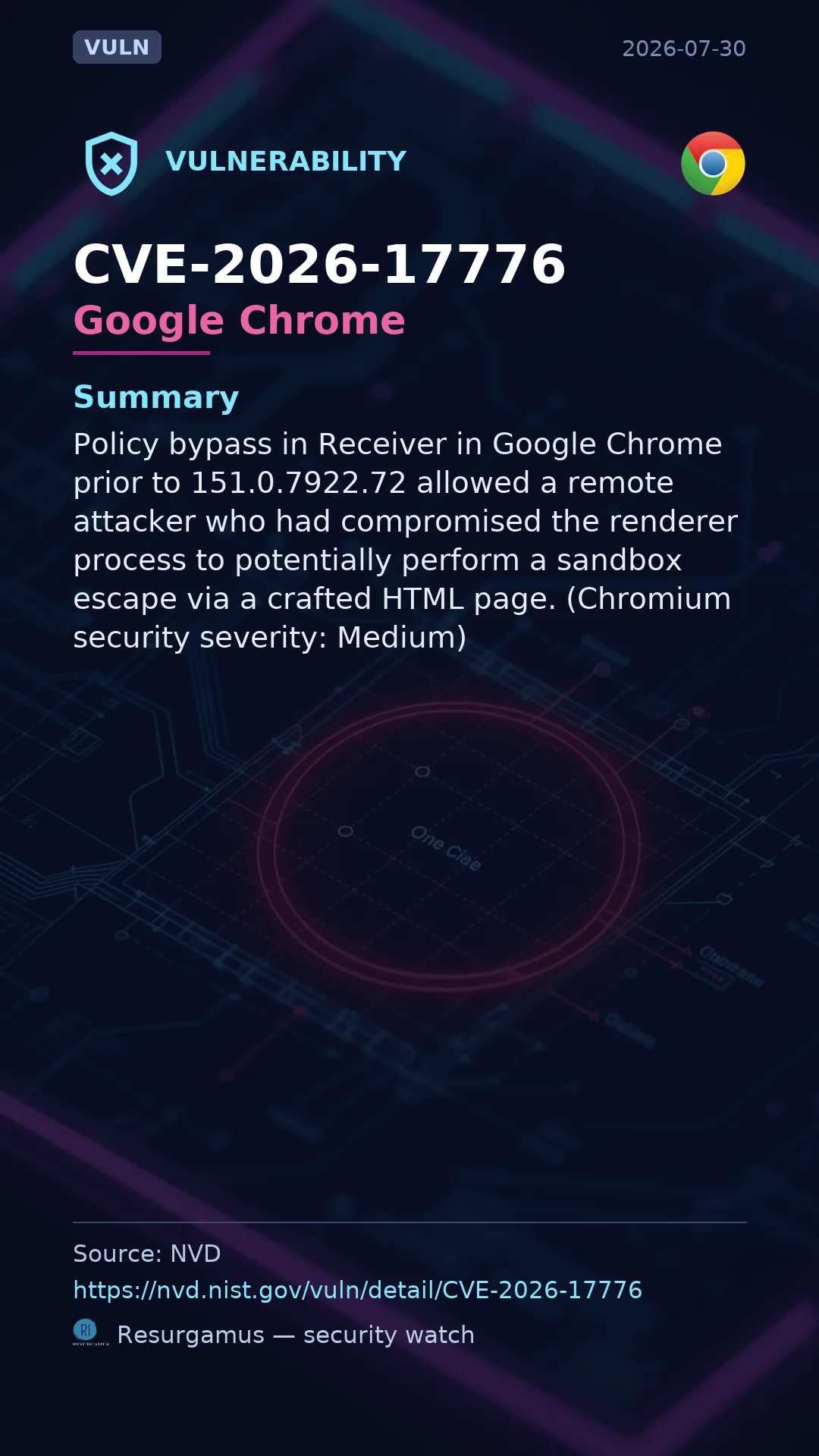 CVE-2026-17776 Google Chrome Vulnerability