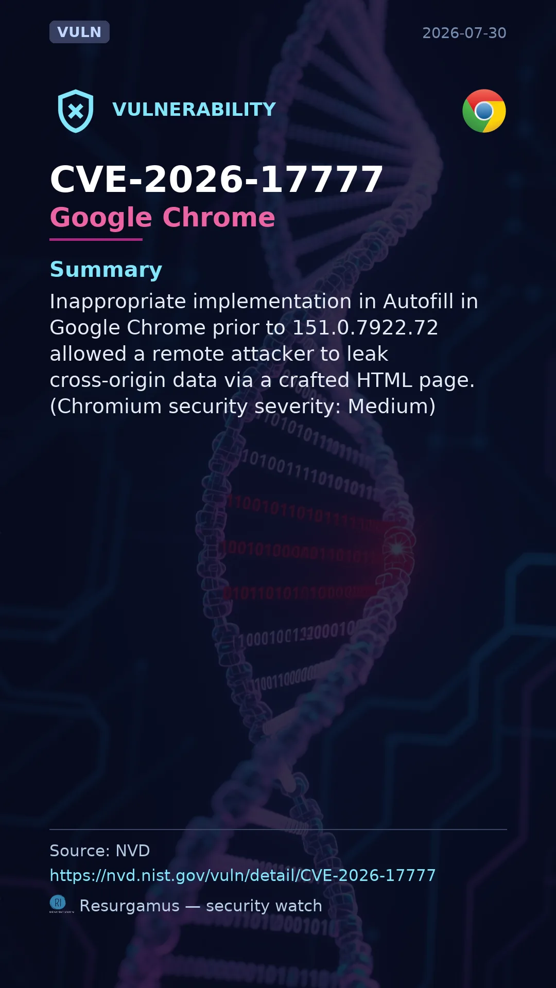 CVE-2026-17777 Google Chrome Vulnerability