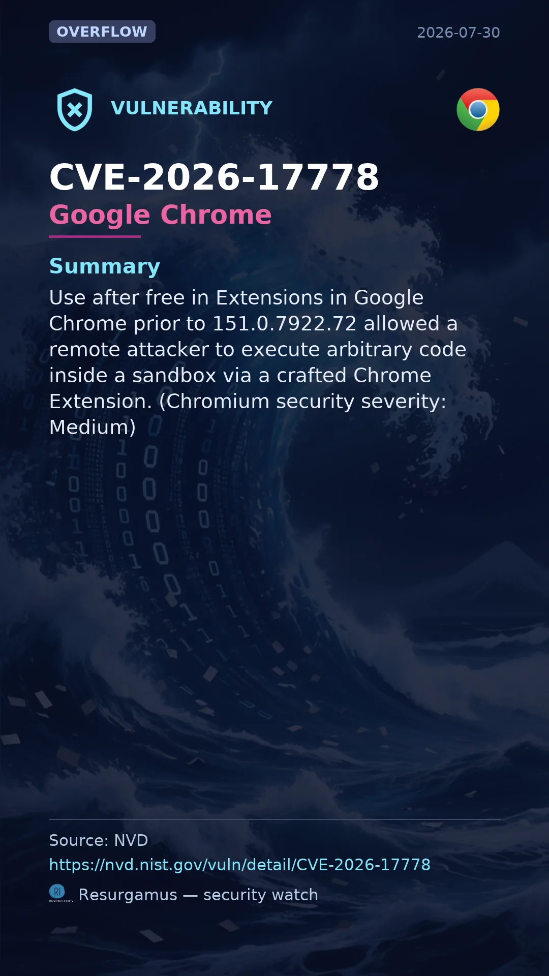 CVE-2026-17778 Google Chrome Vulnerability