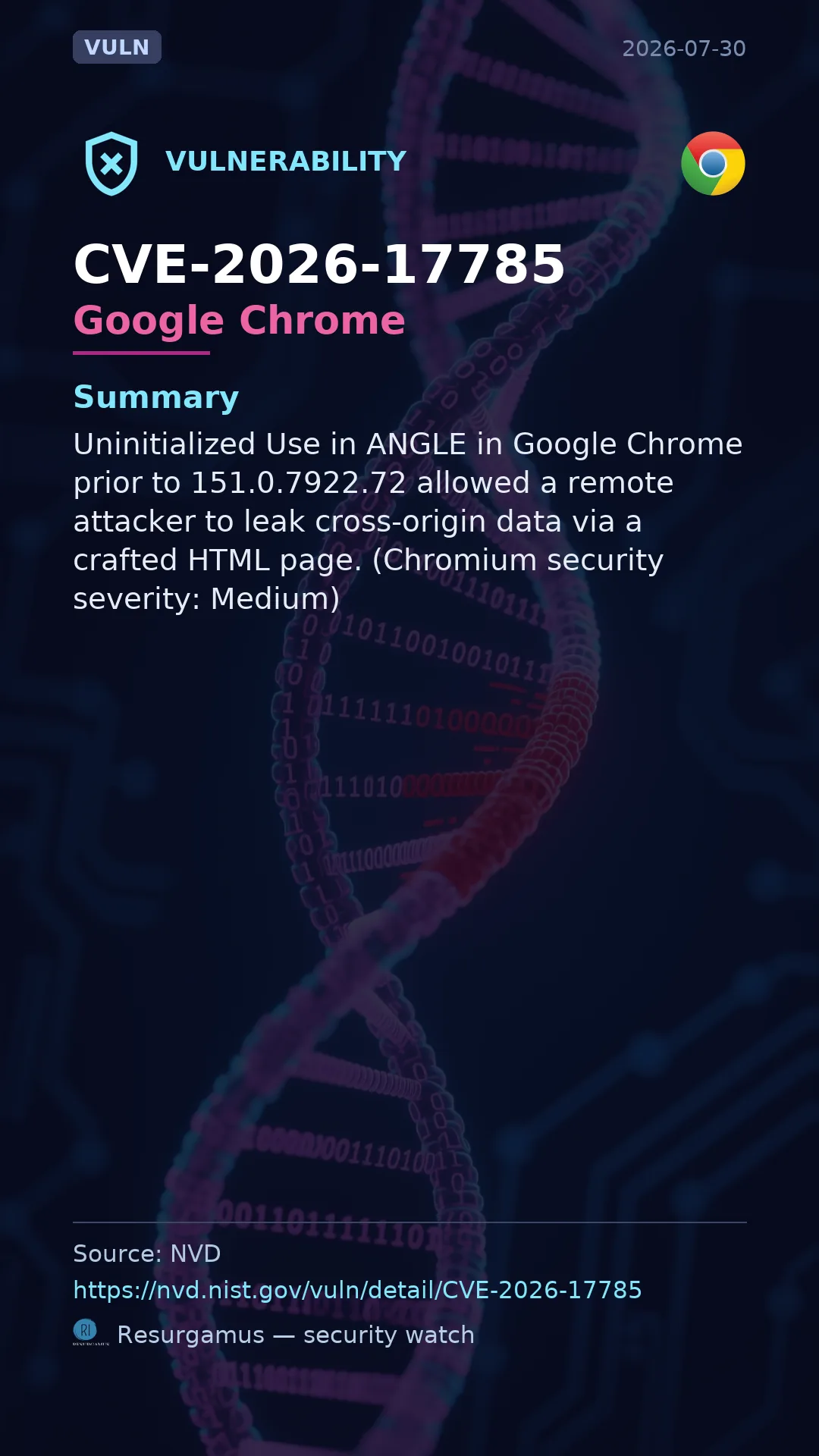 CVE-2026-17785 Google Chrome Vulnerability