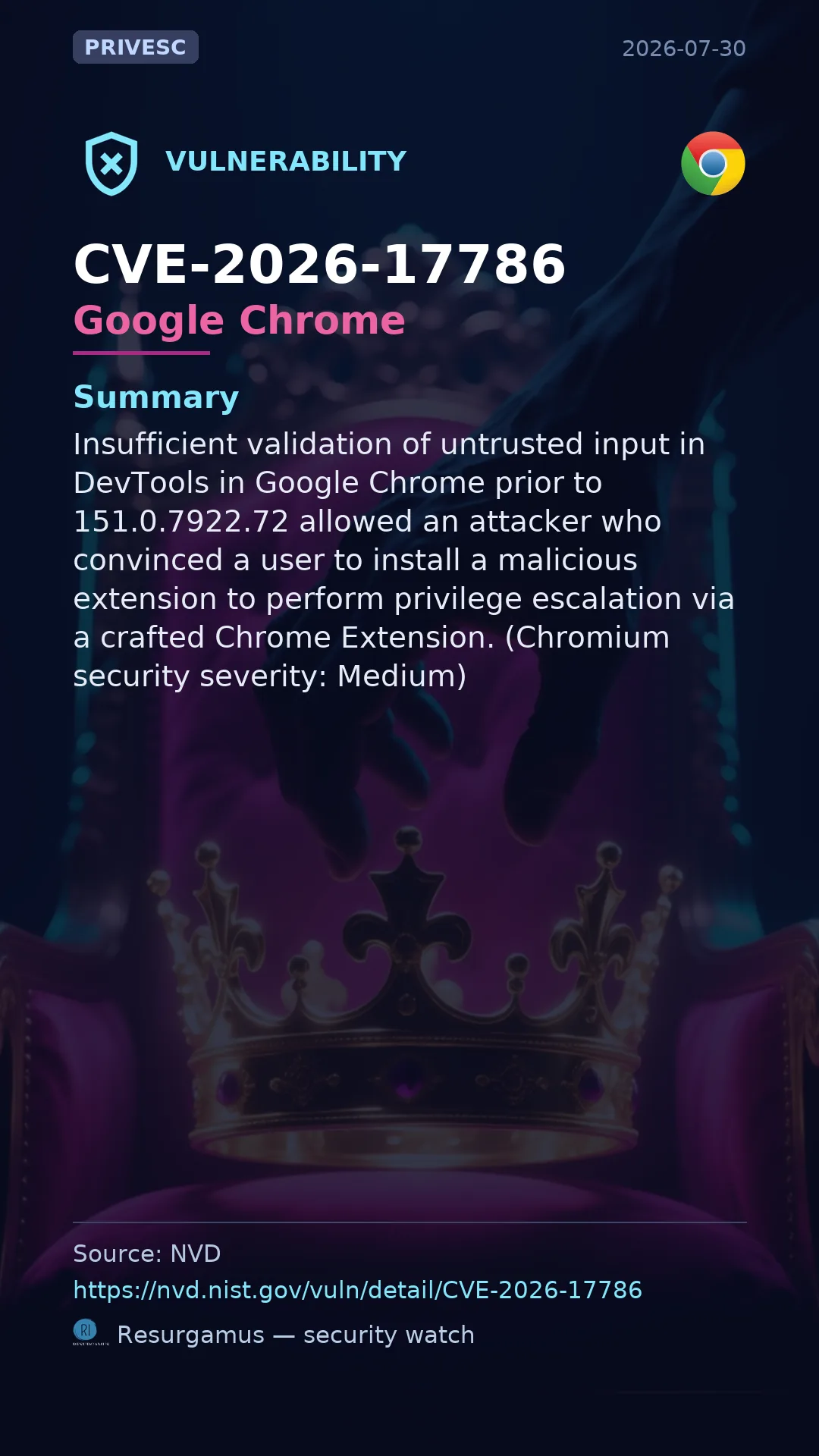 CVE-2026-17786 Google Chrome Vulnerability
