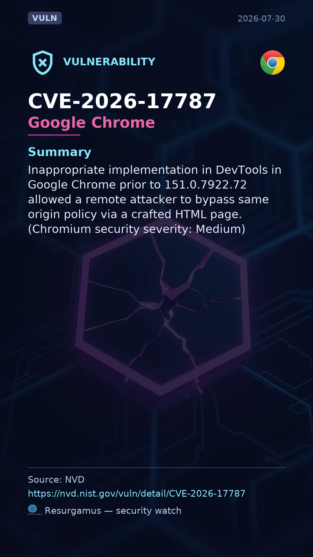 CVE-2026-17787 Google Chrome Vulnerability