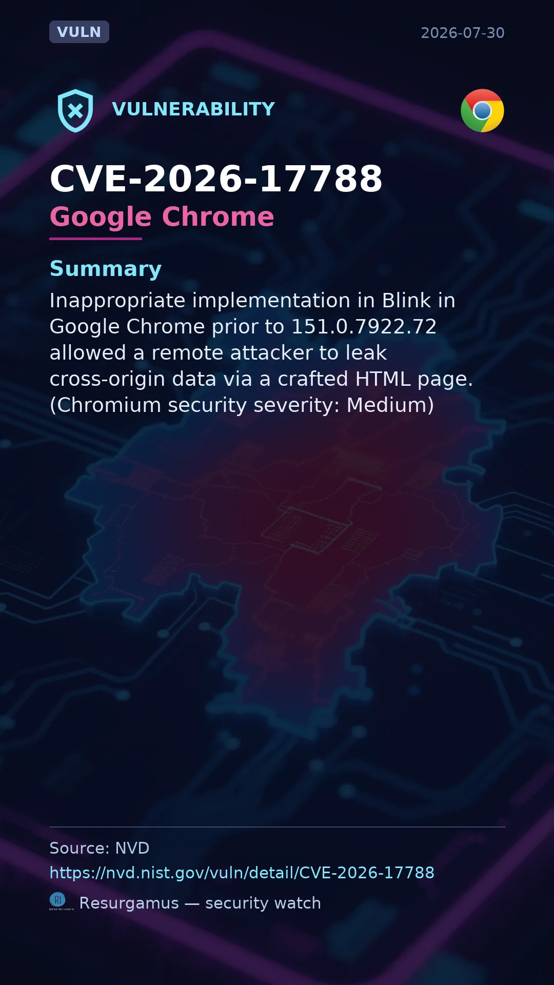 CVE-2026-17788 Google Chrome Vulnerability