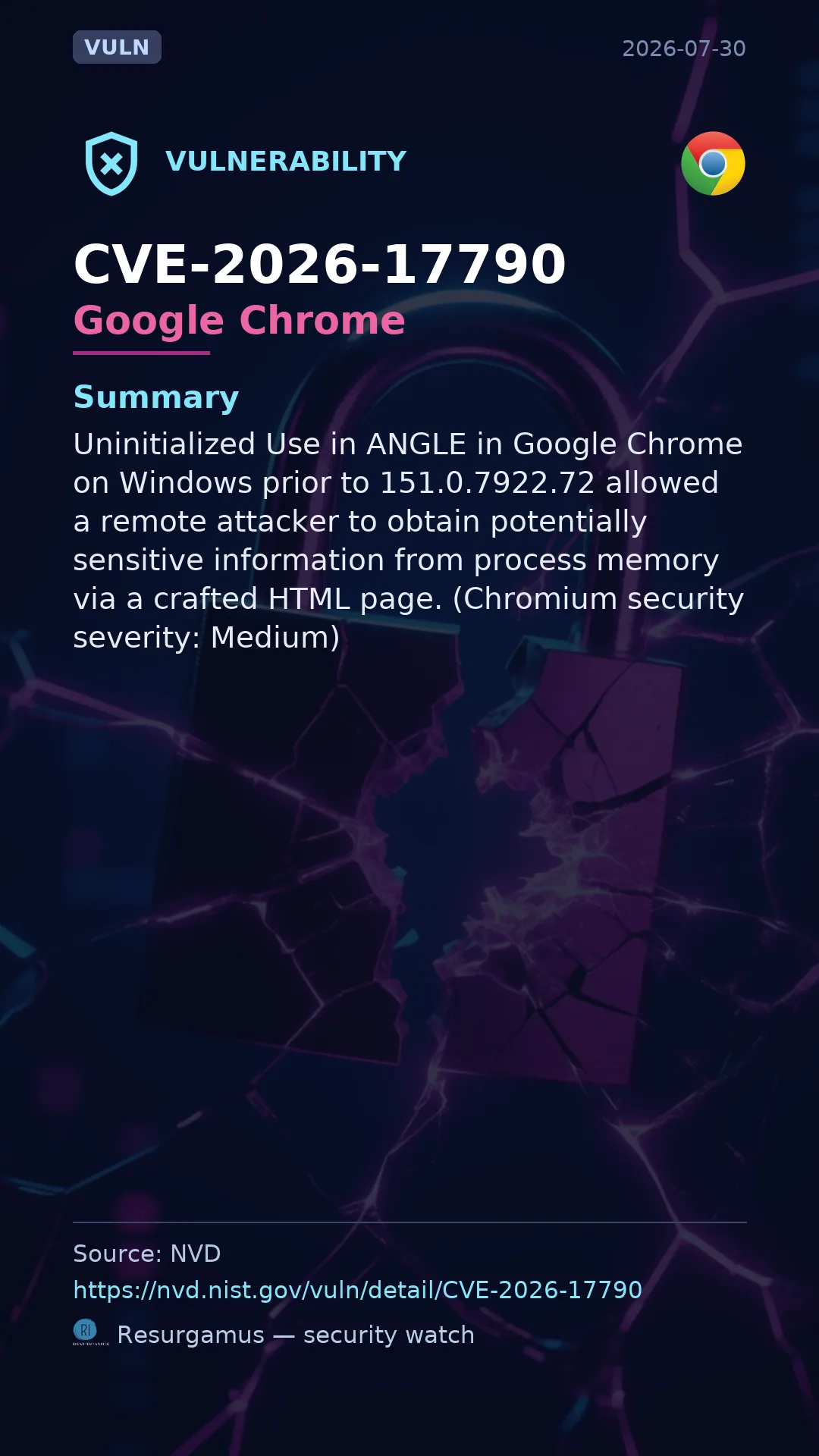 CVE-2026-17790 Google Chrome Vulnerability