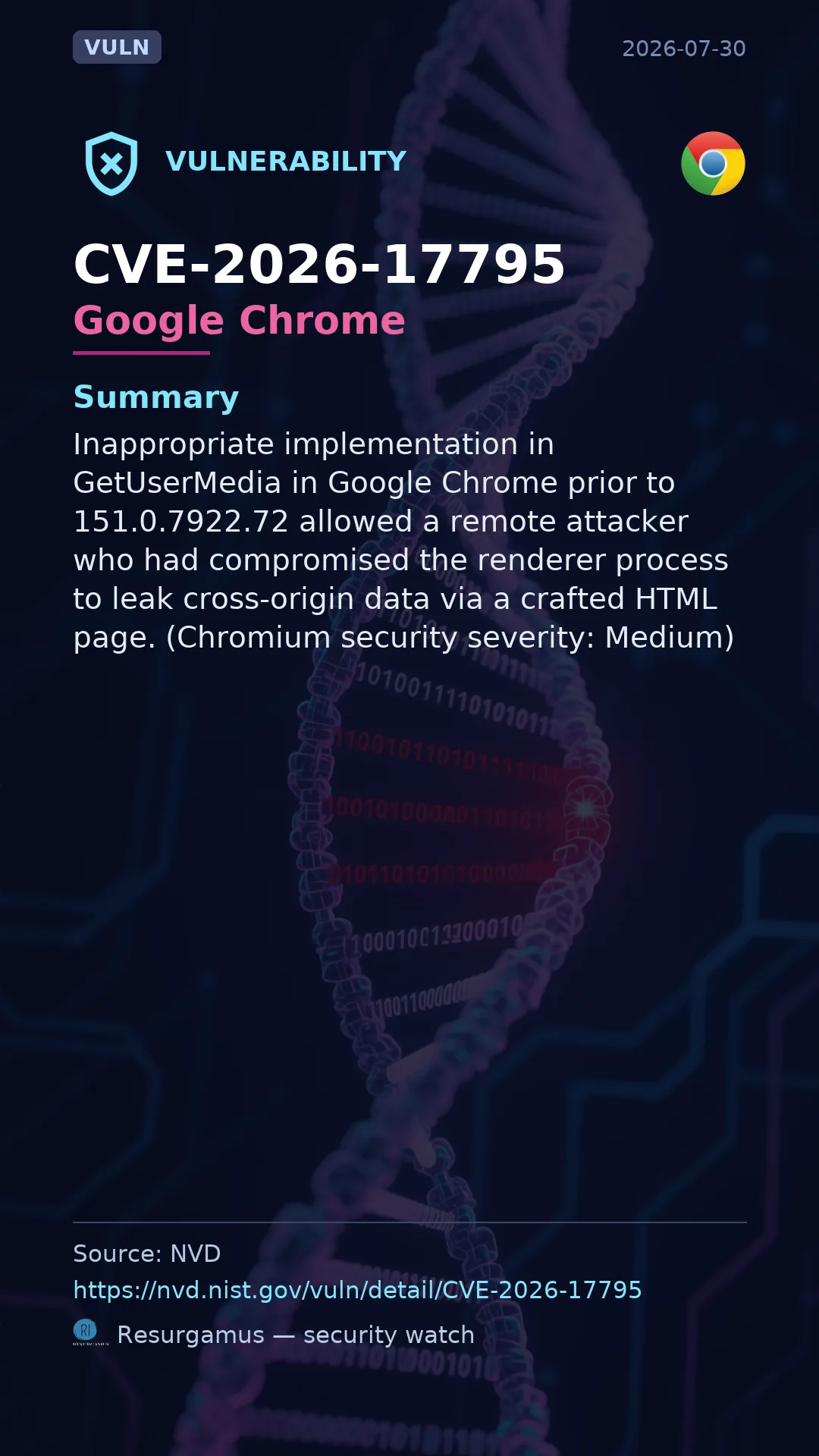 CVE-2026-17795 Google Chrome Vulnerability