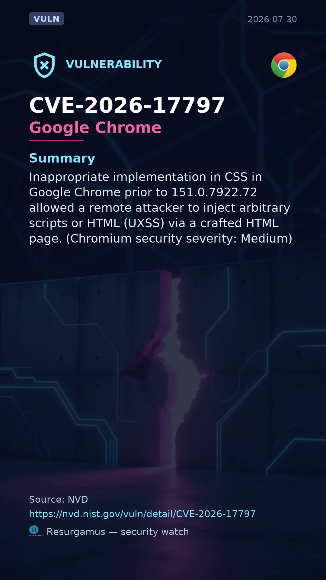 CVE-2026-17797 Google Chrome Vulnerability