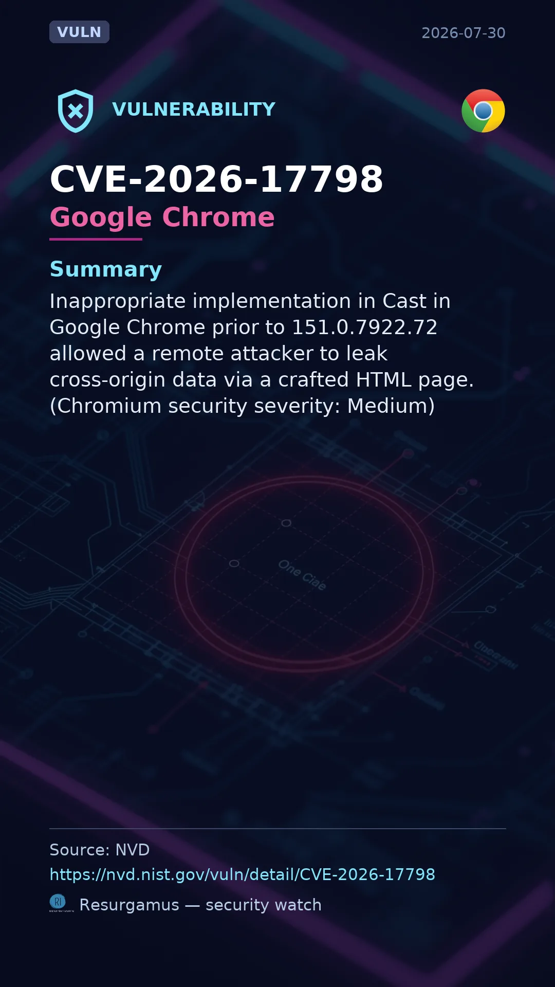 CVE-2026-17798 Google Chrome Vulnerability