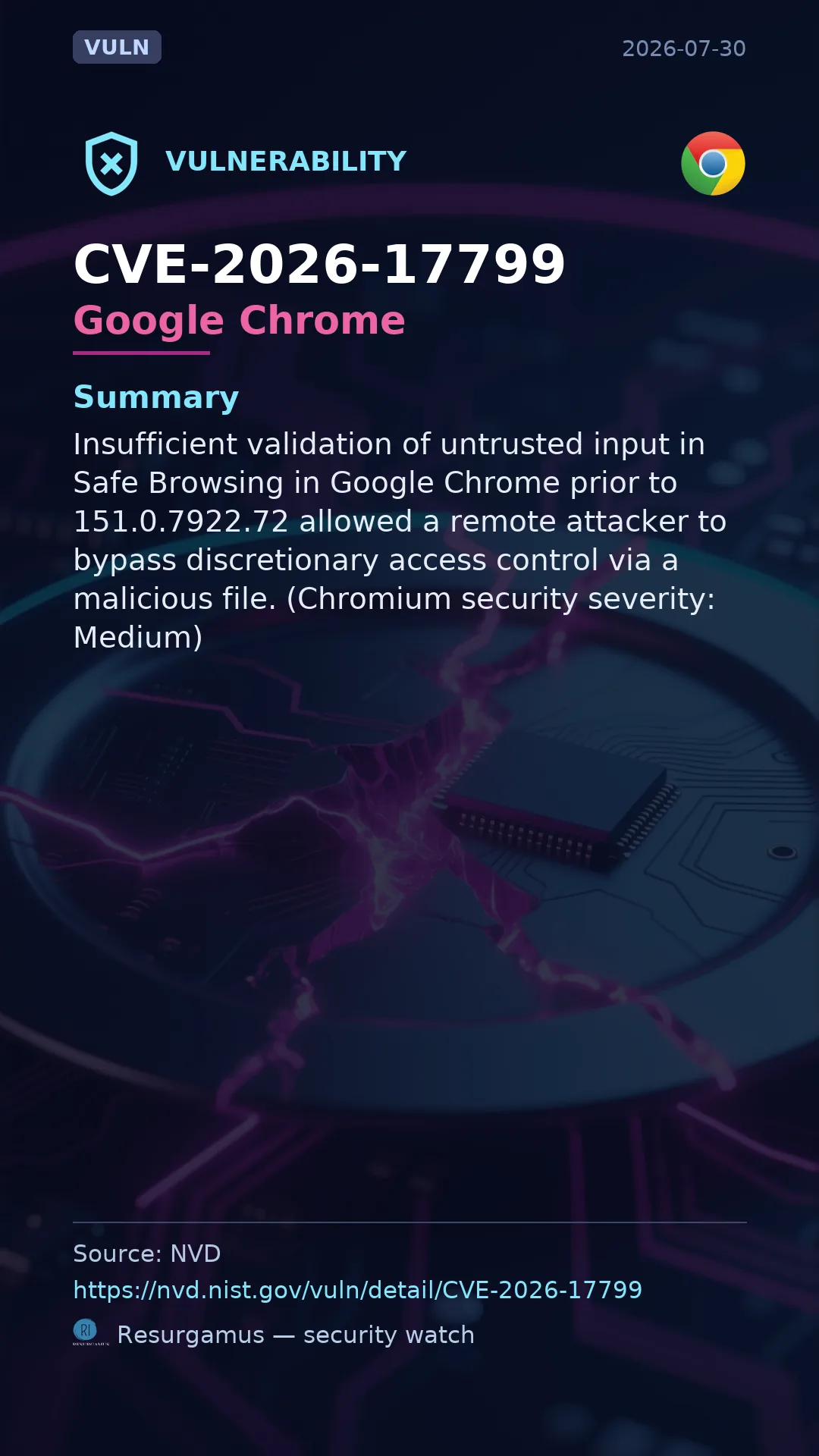 CVE-2026-17799 Google Chrome Vulnerability