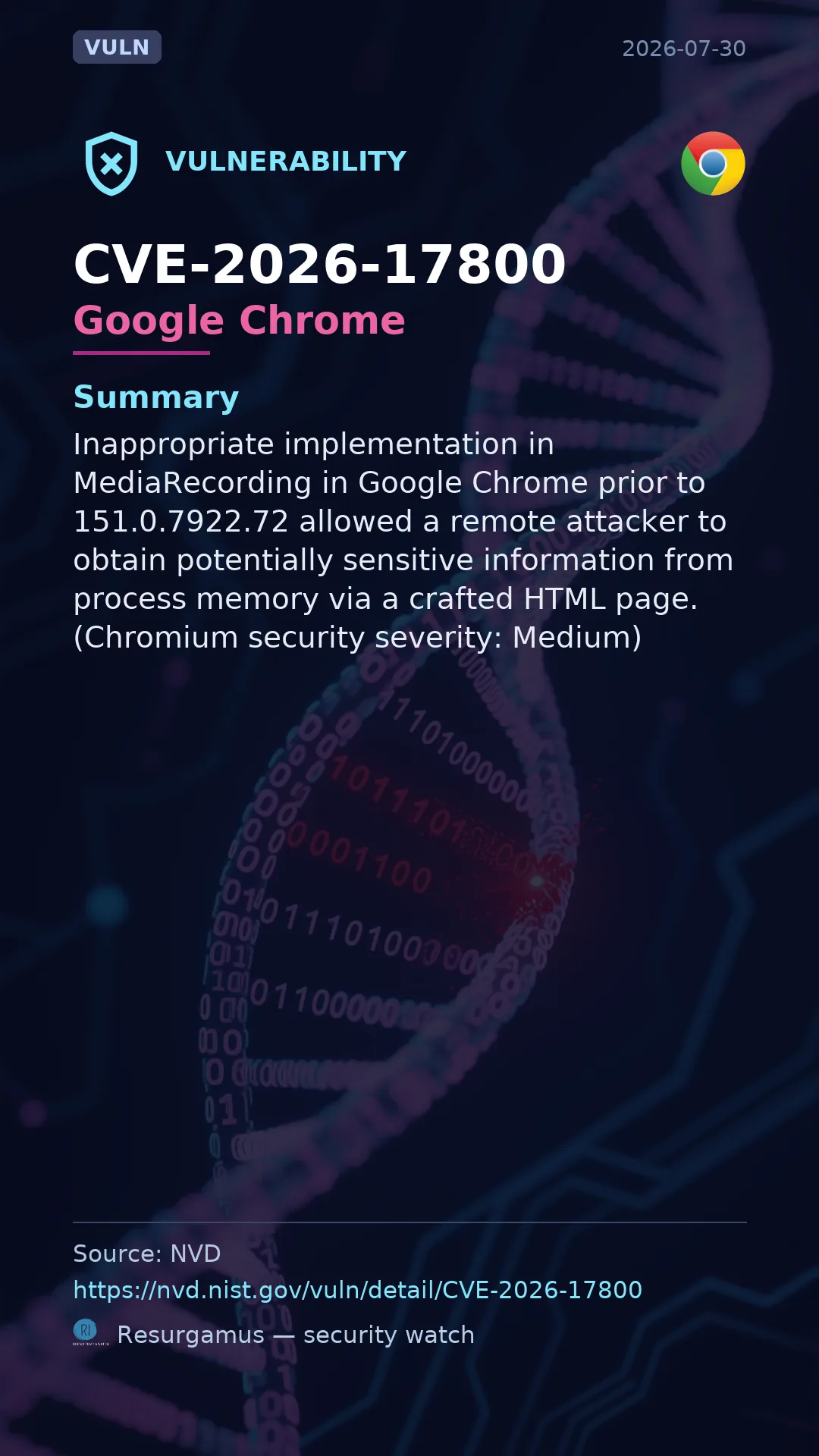 CVE-2026-17800 Google Chrome Vulnerability