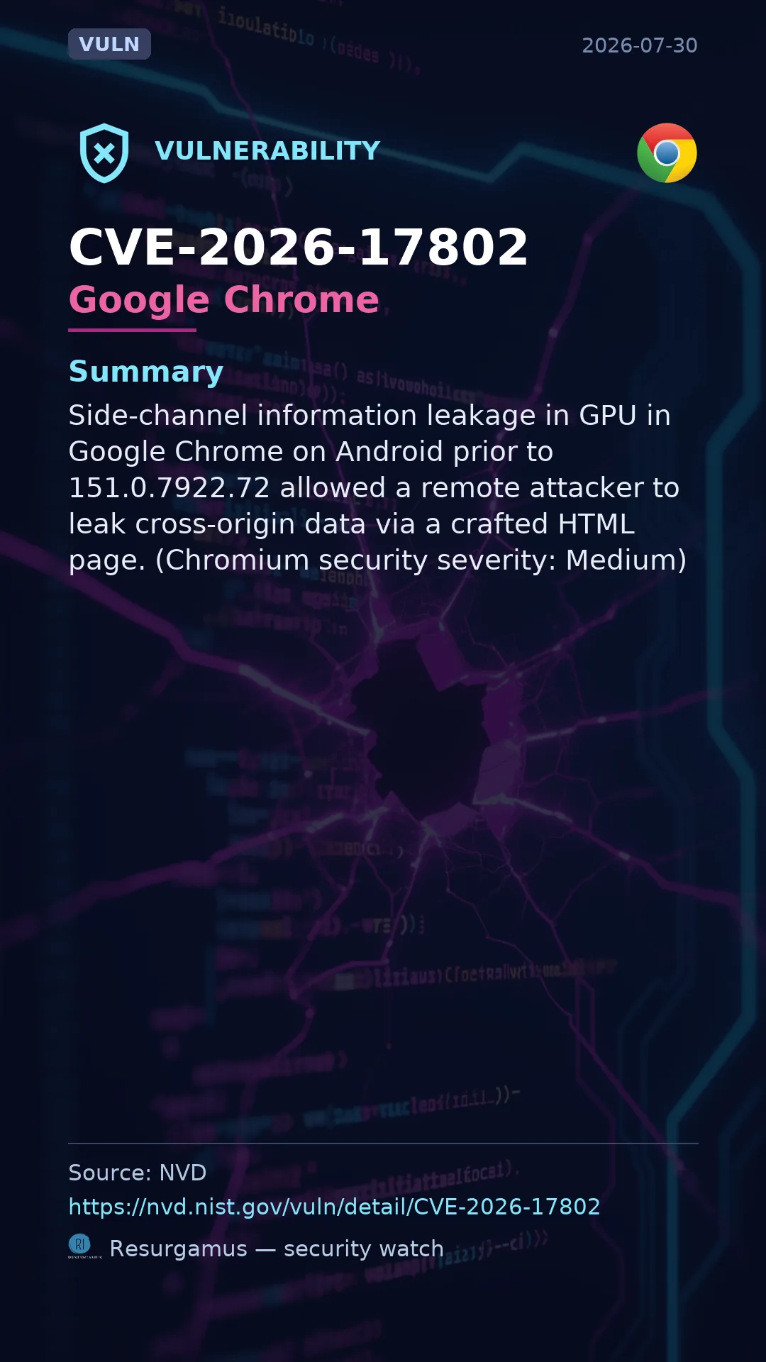 CVE-2026-17802 Google Chrome Vulnerability