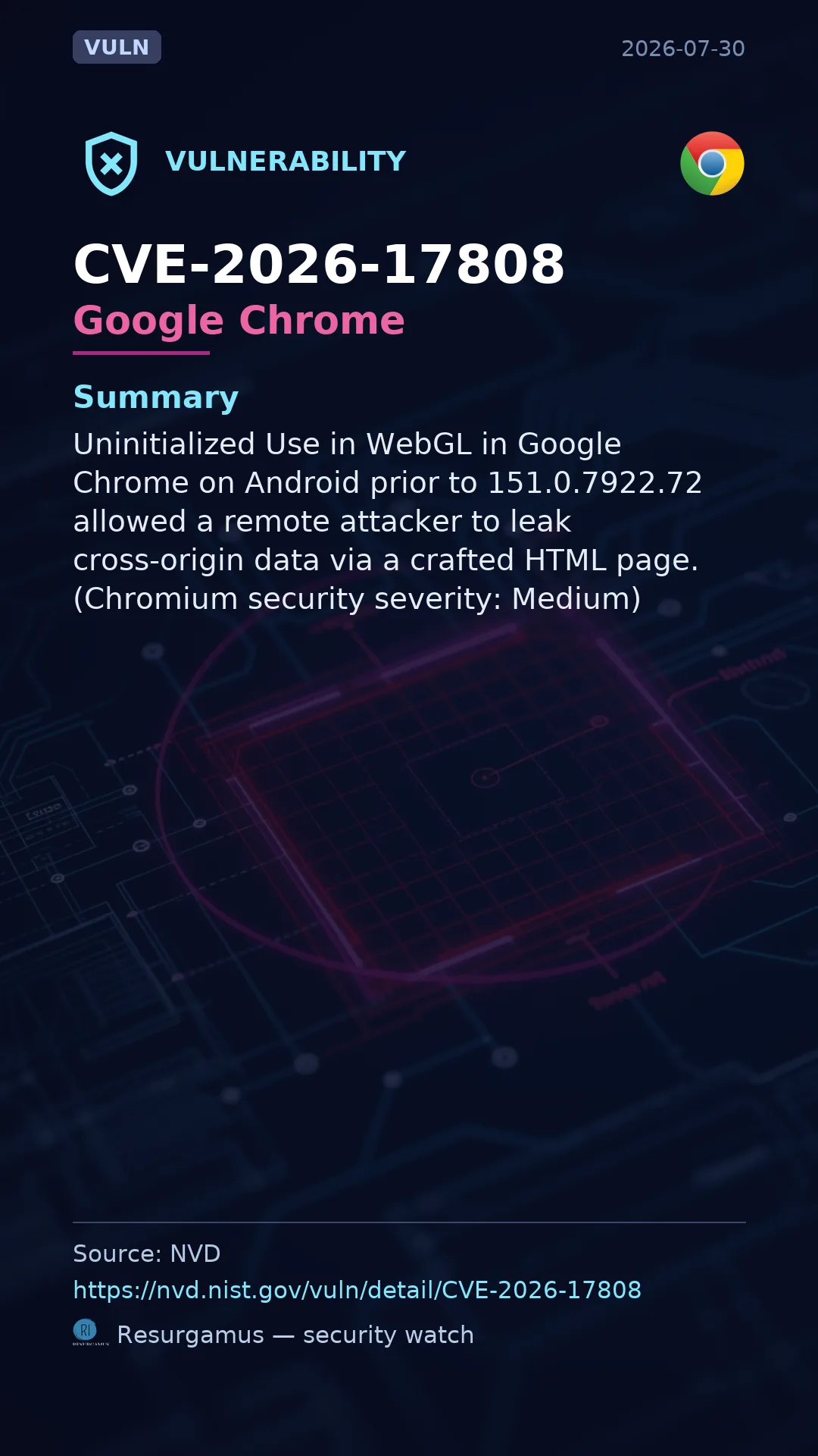 CVE-2026-17808 Google Chrome Vulnerability