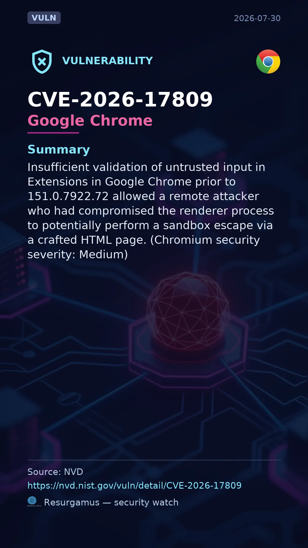 CVE-2026-17809 Google Chrome Vulnerability