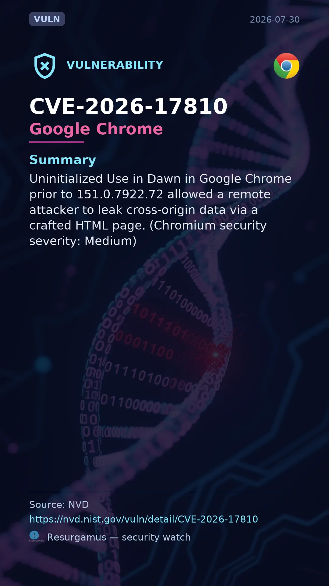 CVE-2026-17810 Google Chrome Vulnerability
