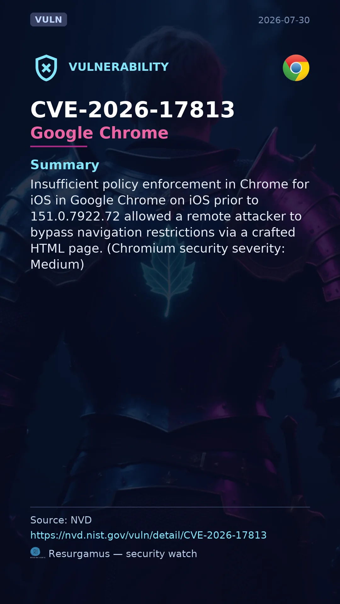 CVE-2026-17813 Google Chrome Vulnerability
