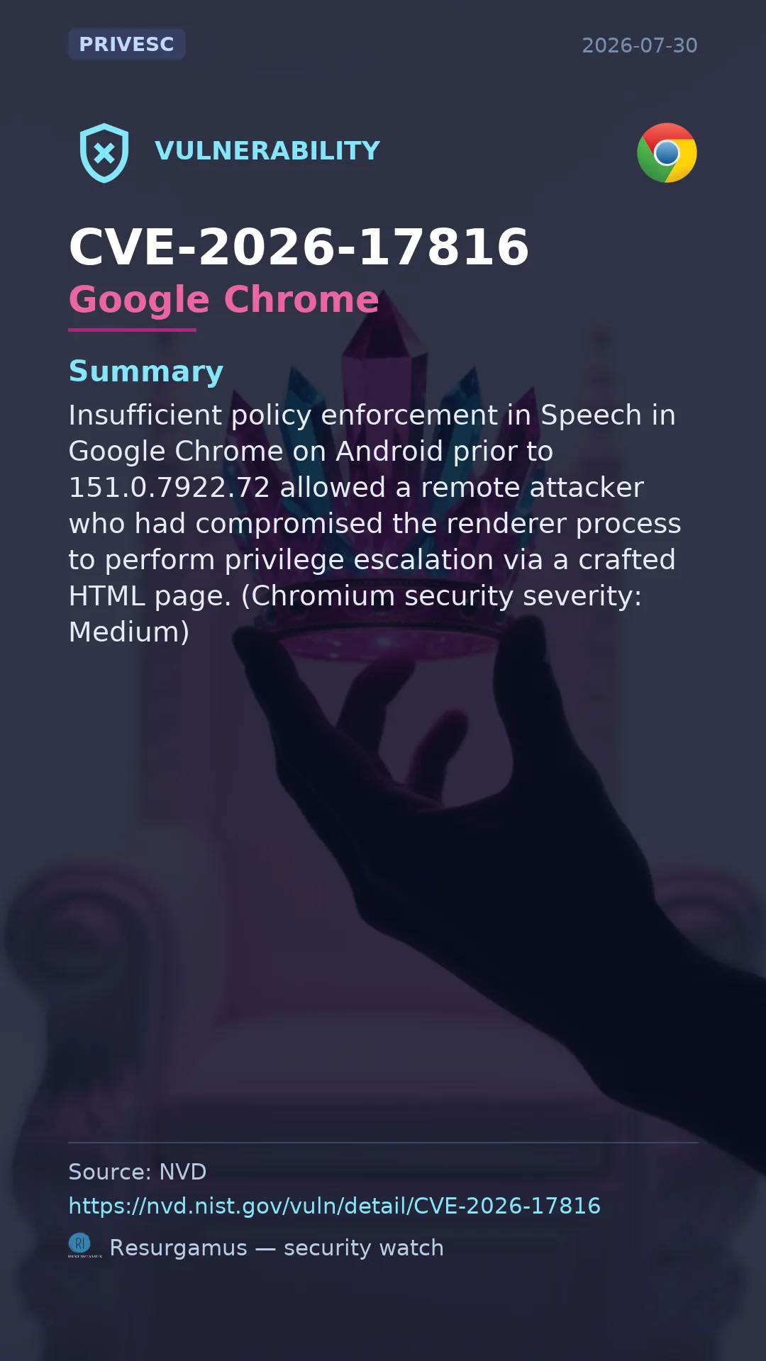 CVE-2026-17816 Google Chrome Vulnerability