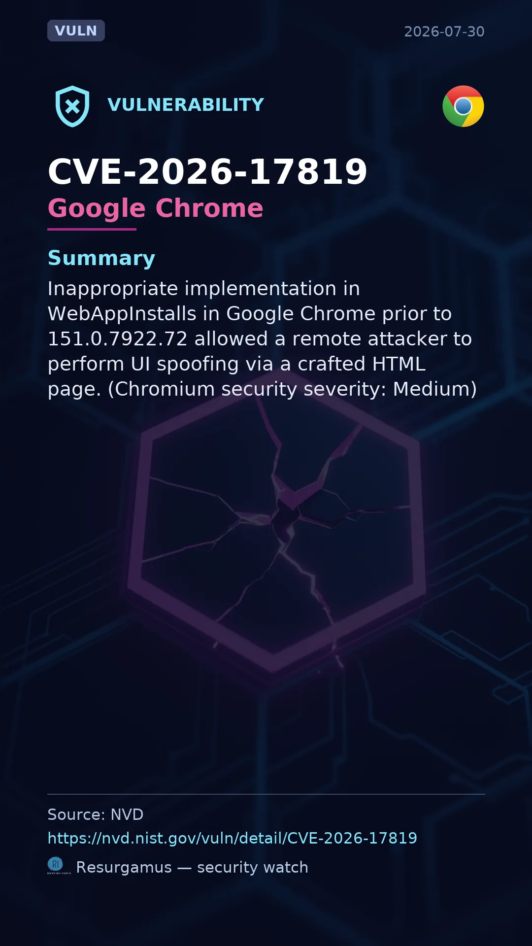 CVE-2026-17819 Google Chrome Vulnerability