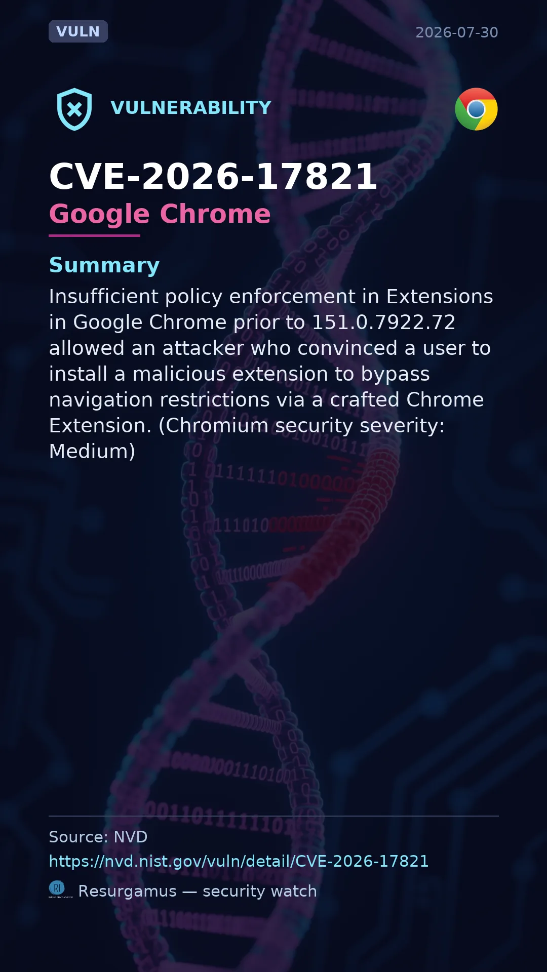 CVE-2026-17821 Google Chrome Vulnerability