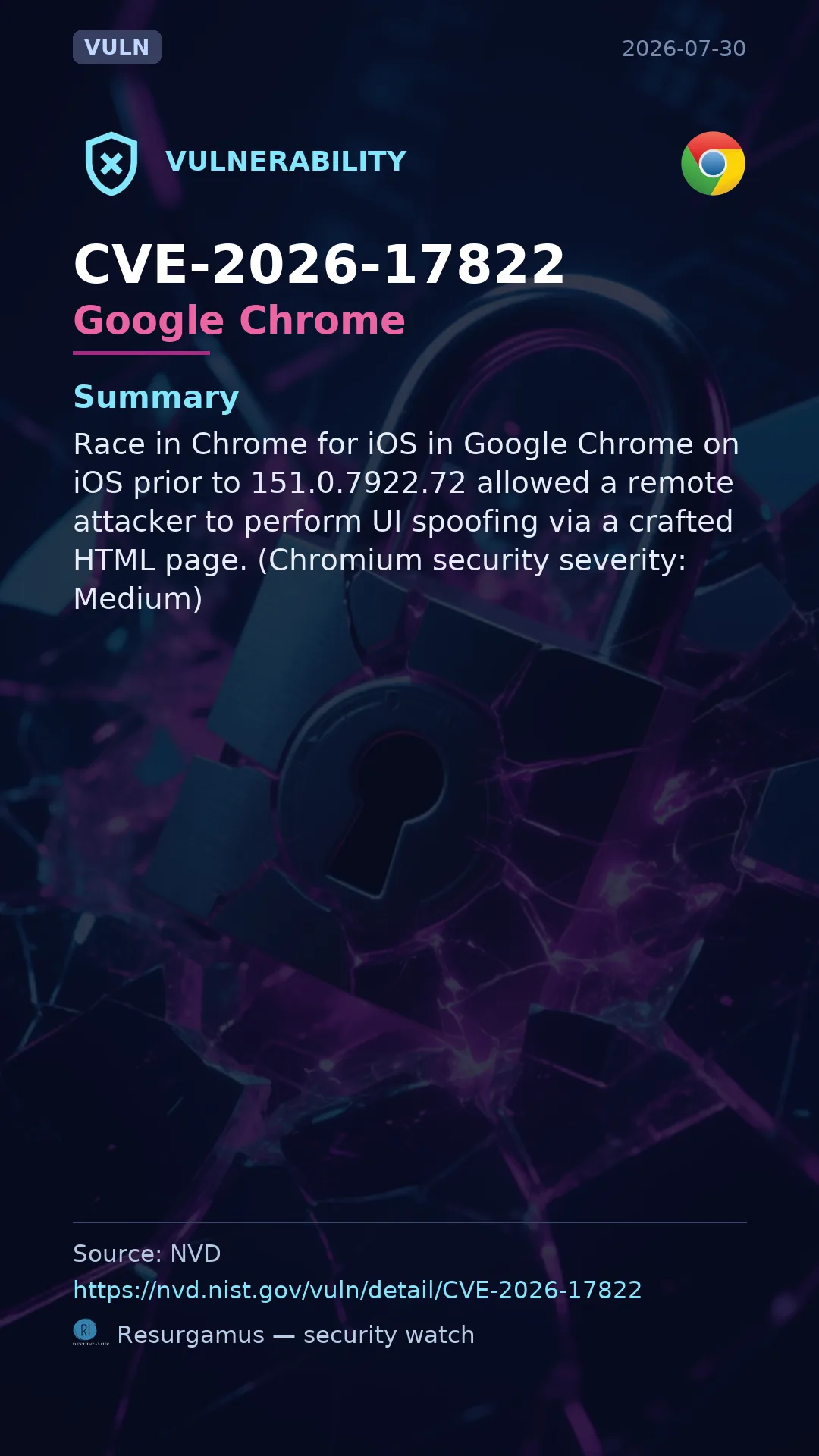 CVE-2026-17822 Google Chrome Vulnerability