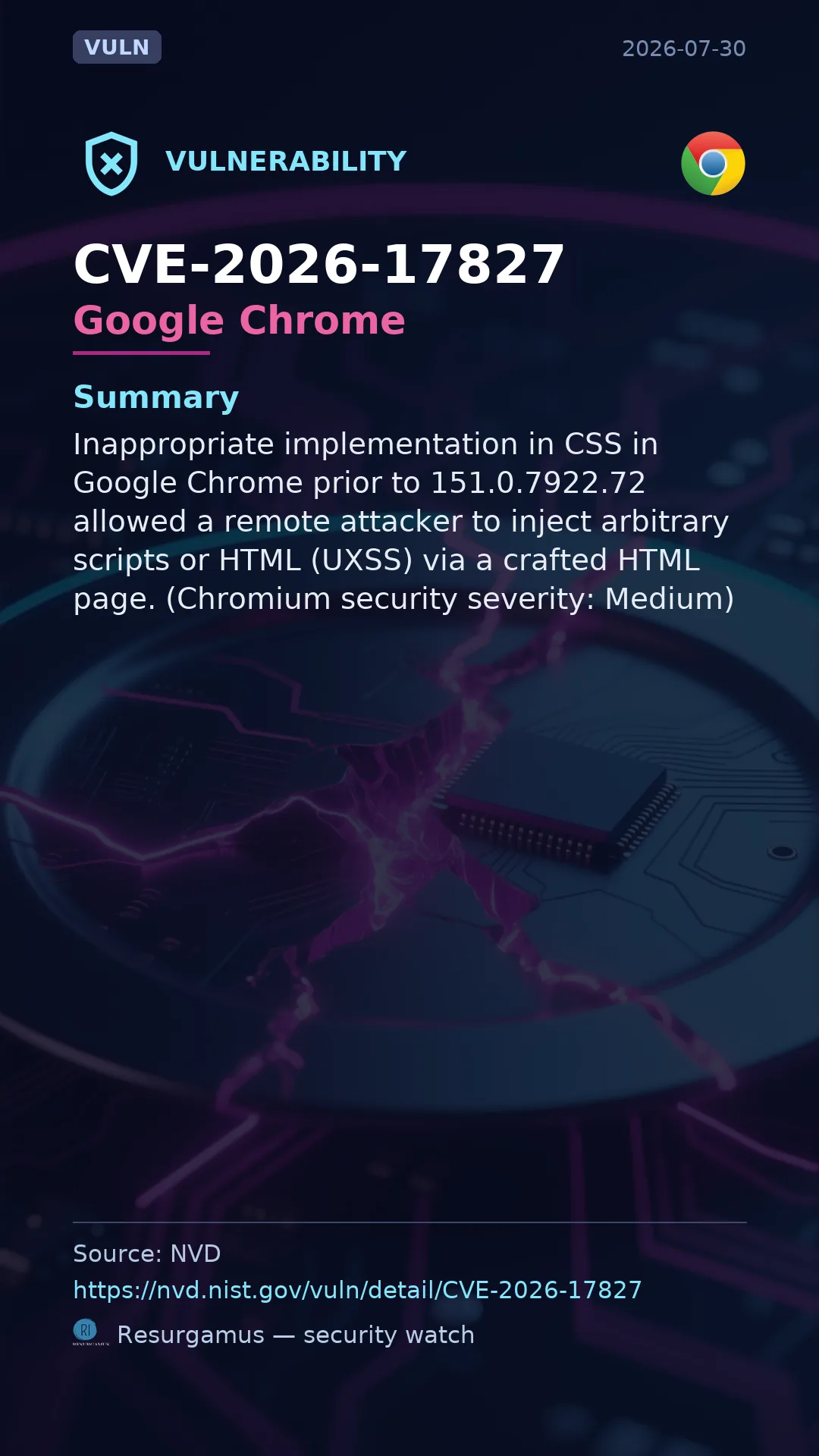 CVE-2026-17827 Google Chrome Vulnerability