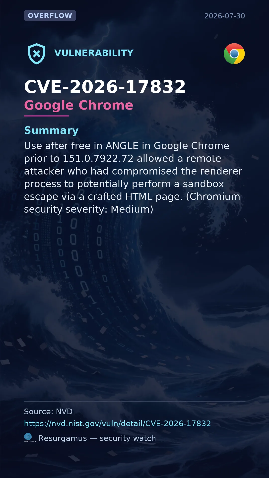 CVE-2026-17832 Google Chrome Vulnerability