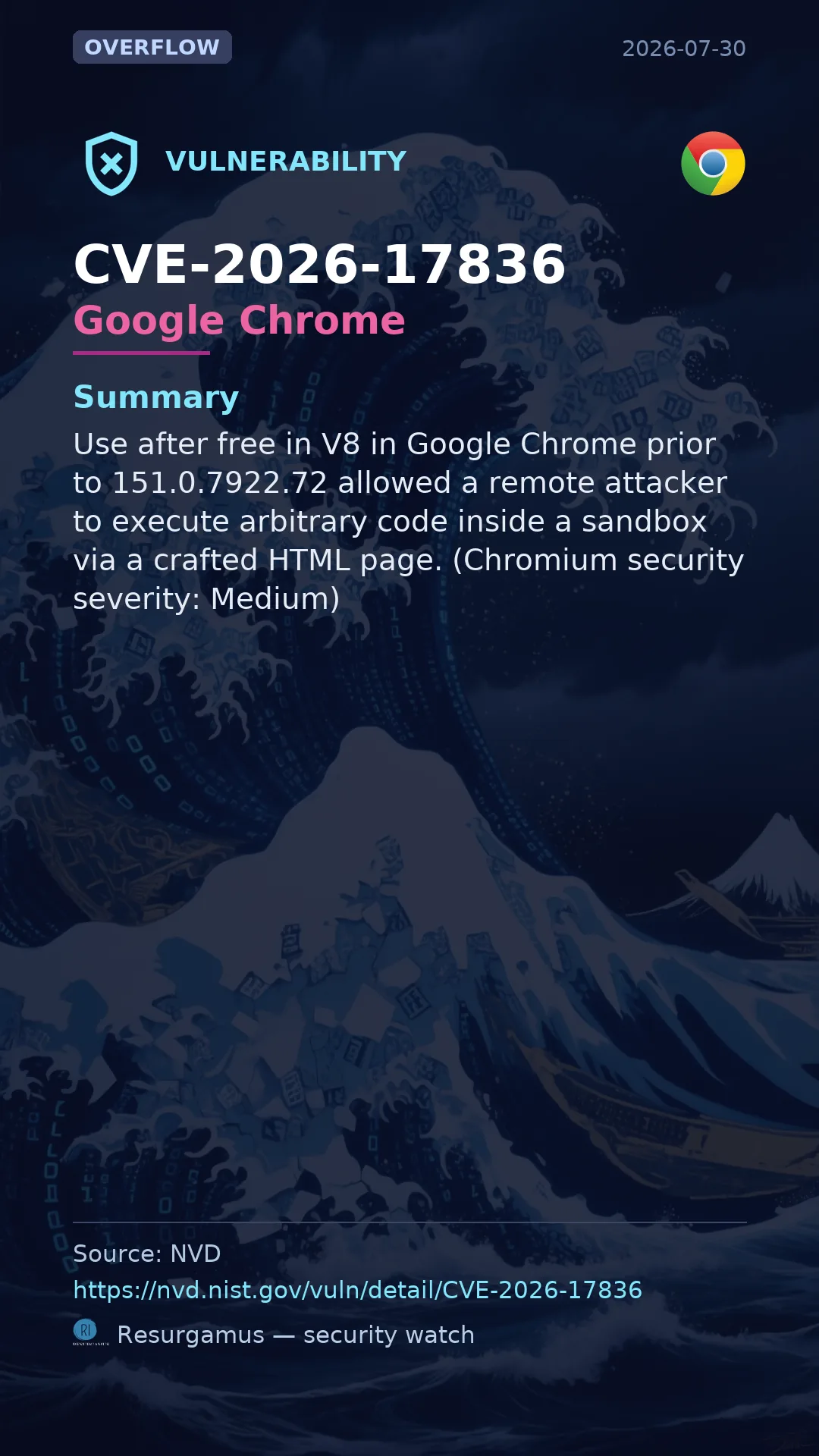 CVE-2026-17836 Google Chrome Vulnerability