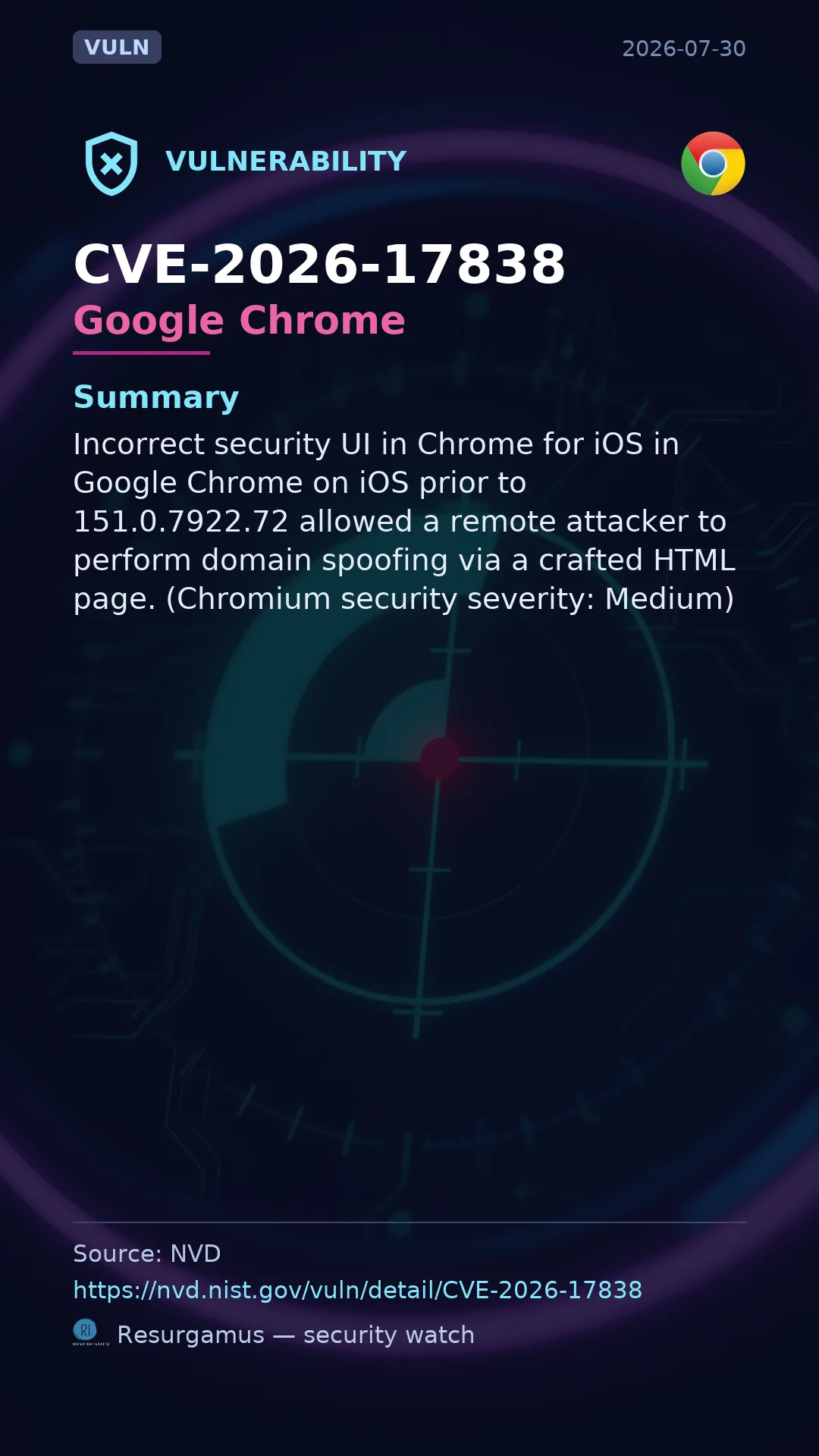 CVE-2026-17838 Google Chrome Vulnerability