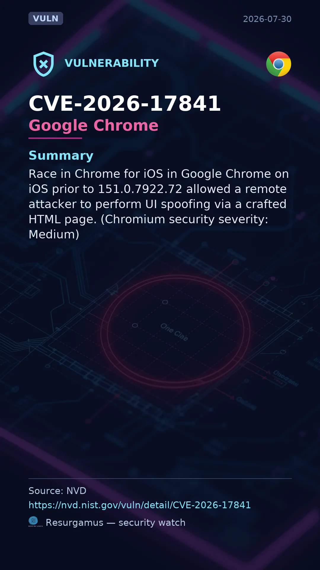 CVE-2026-17841 Google Chrome Vulnerability