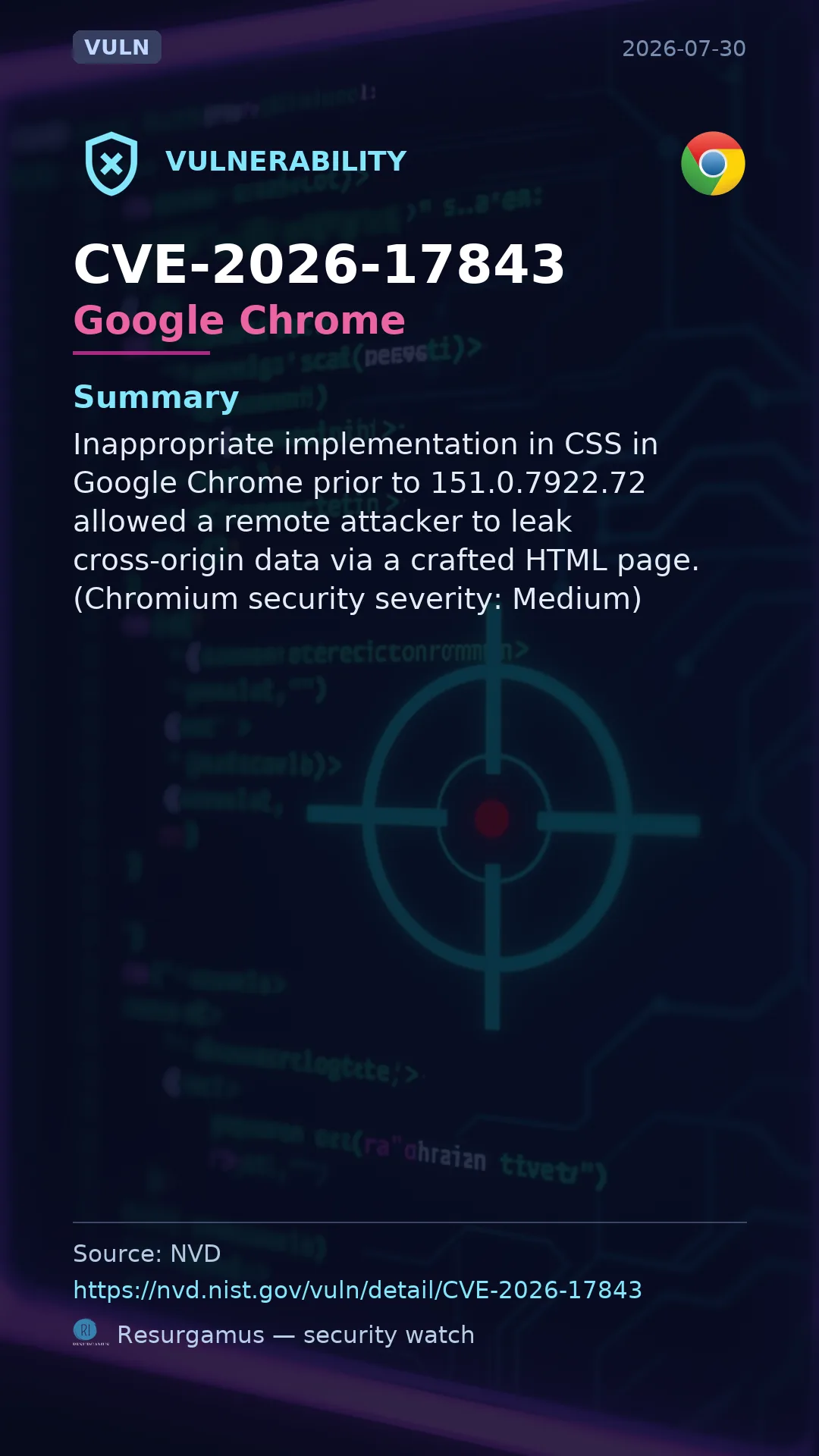 CVE-2026-17843 Google Chrome Vulnerability