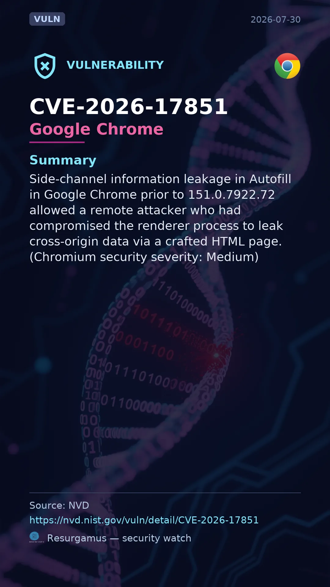 CVE-2026-17851 Google Chrome Vulnerability