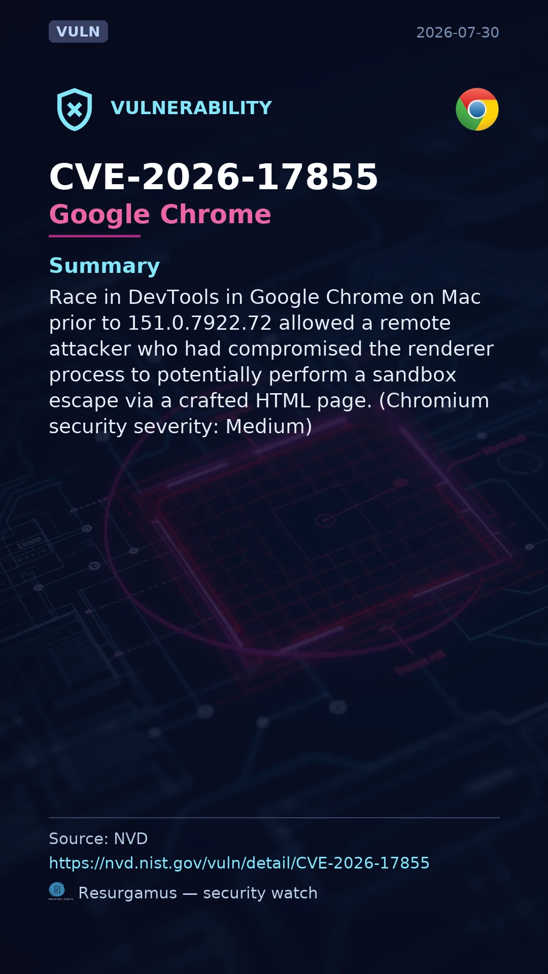 CVE-2026-17855 Google Chrome Vulnerability