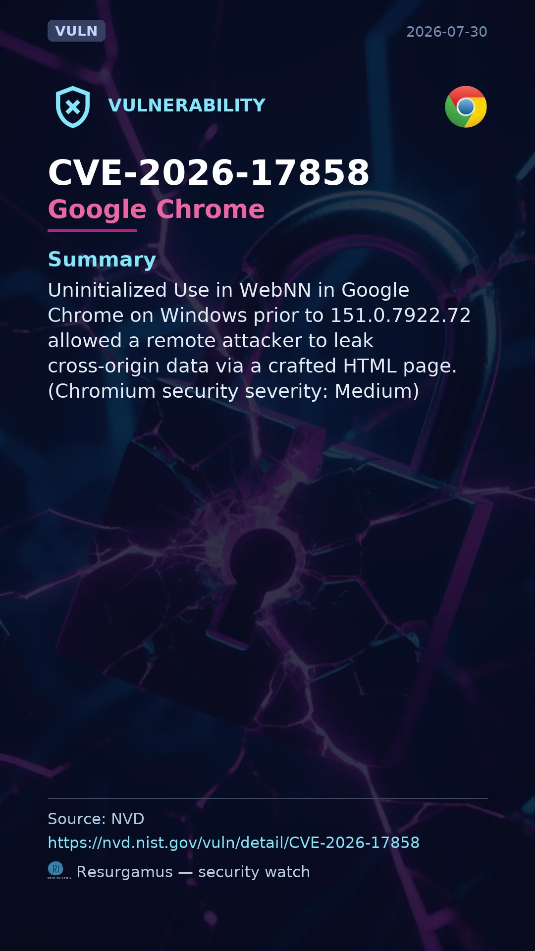 CVE-2026-17858 Google Chrome Vulnerability