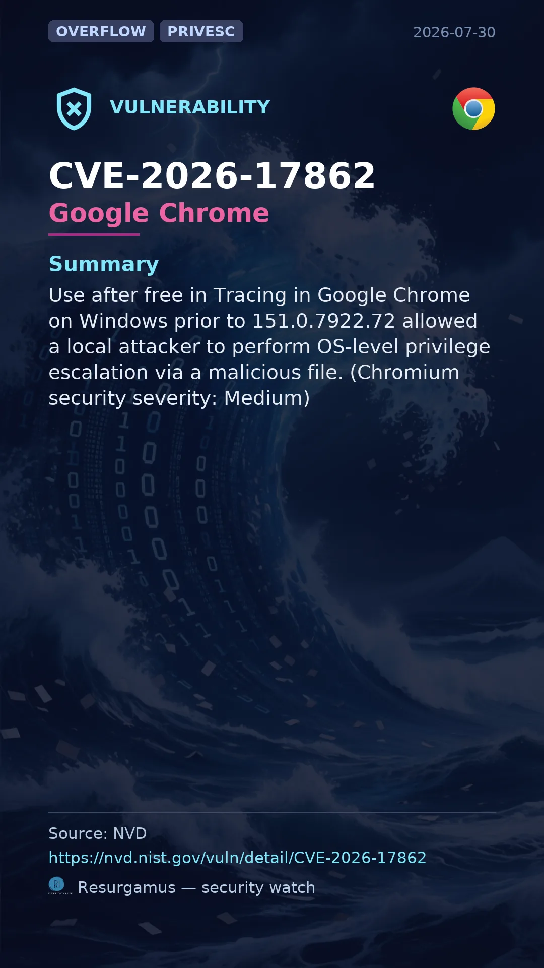 CVE-2026-17862 Google Chrome Vulnerability