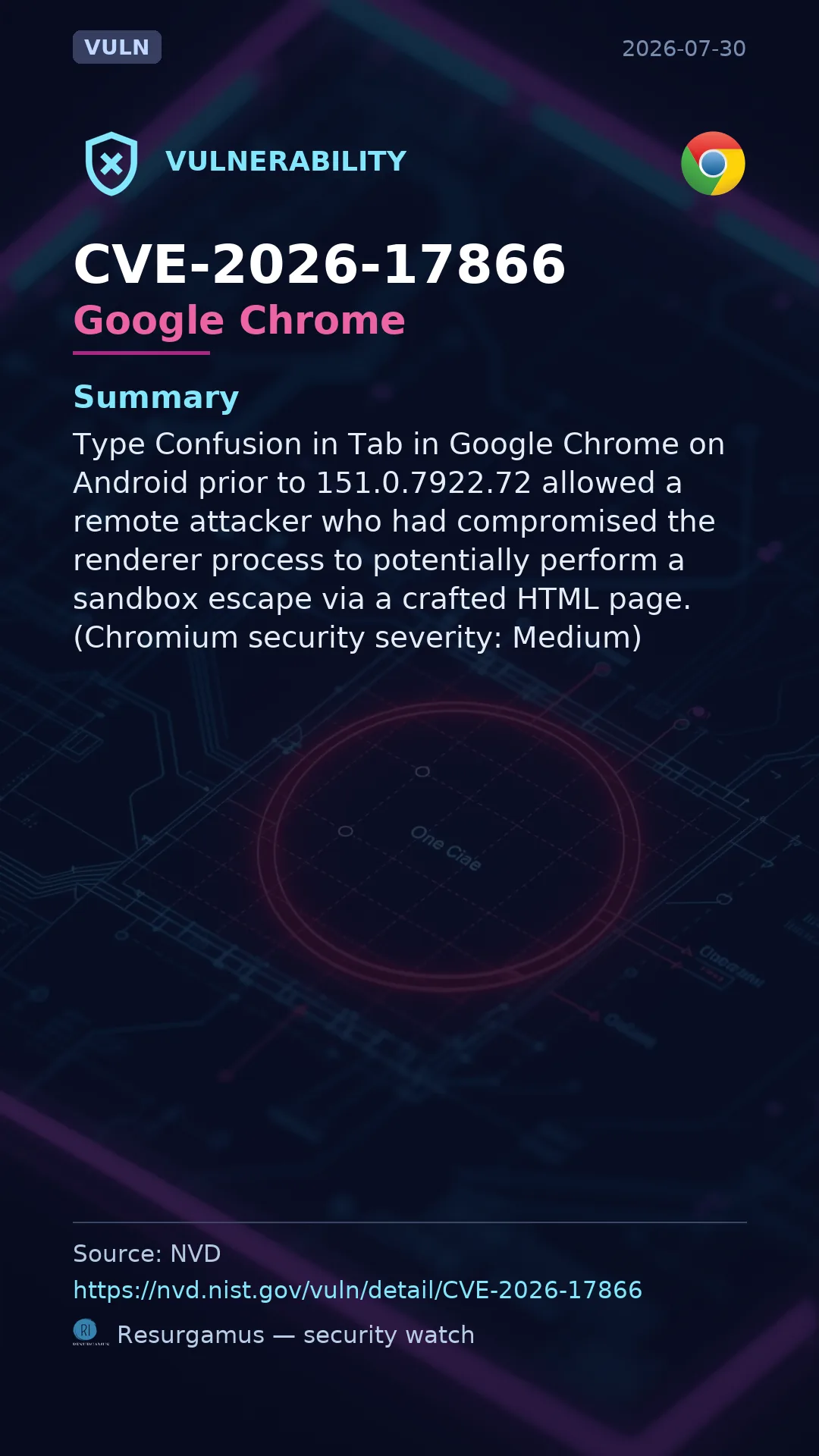 CVE-2026-17866 Google Chrome Vulnerability