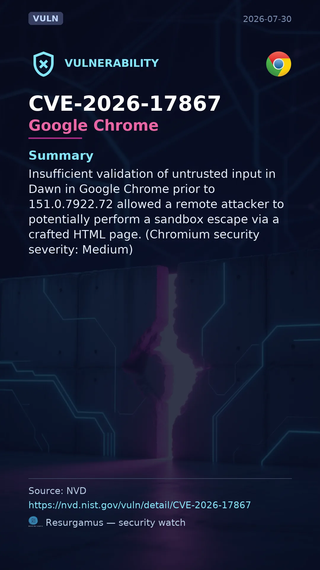 CVE-2026-17867 Google Chrome Vulnerability