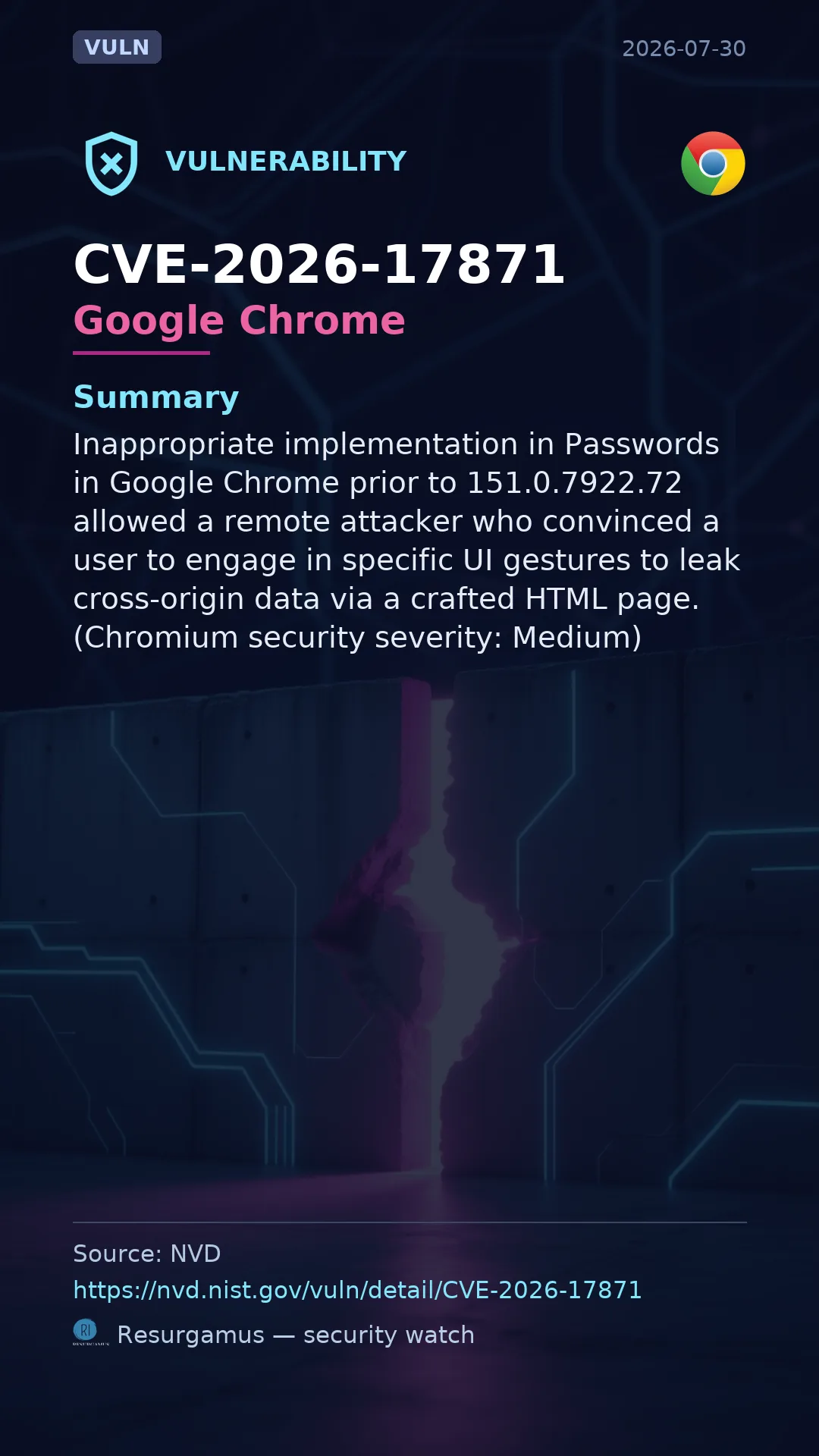 CVE-2026-17871 Google Chrome Vulnerability