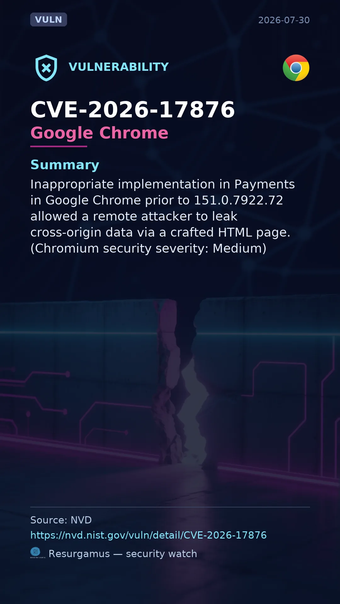 CVE-2026-17876 Google Chrome Vulnerability