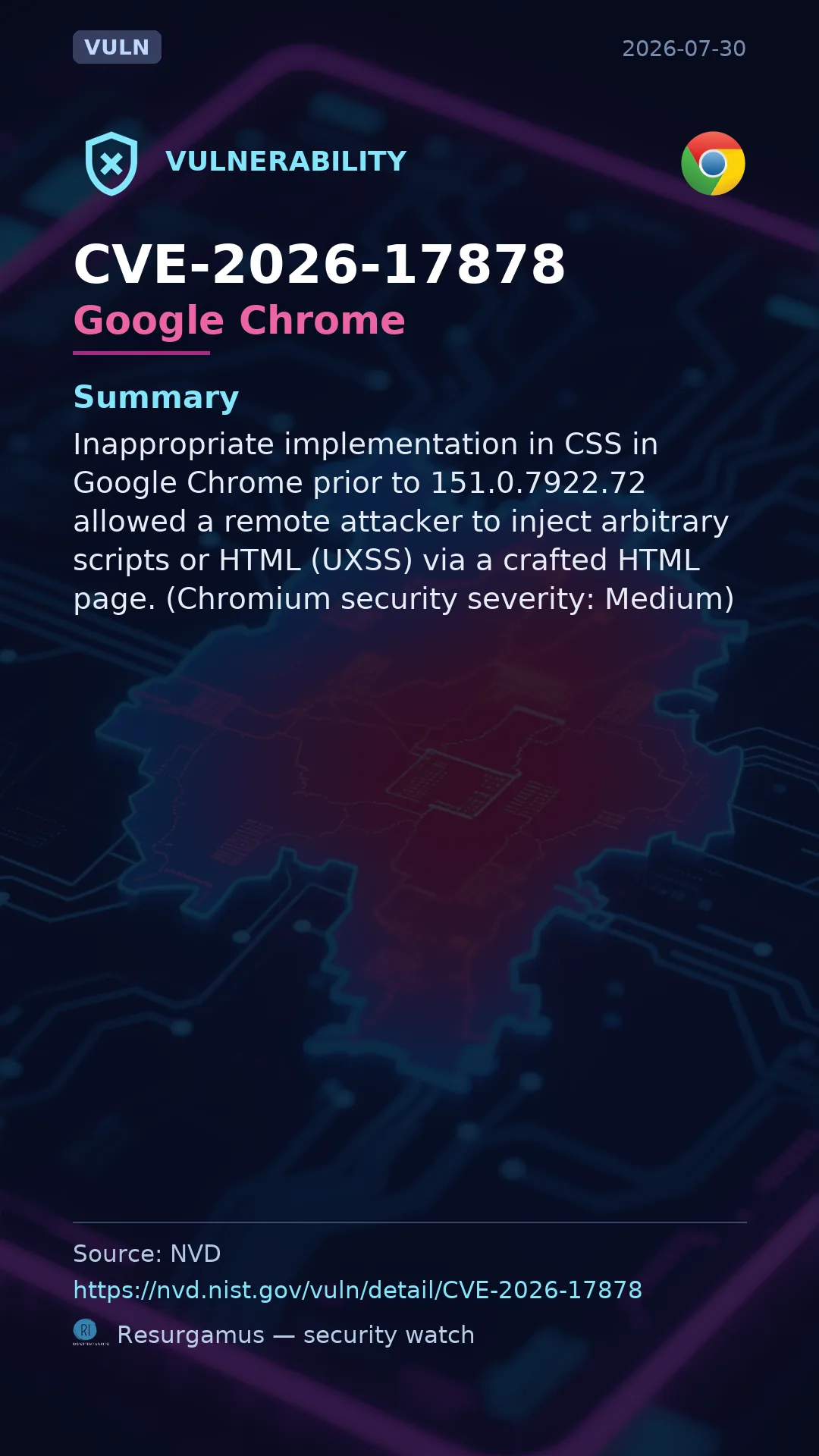 CVE-2026-17878 Google Chrome Vulnerability