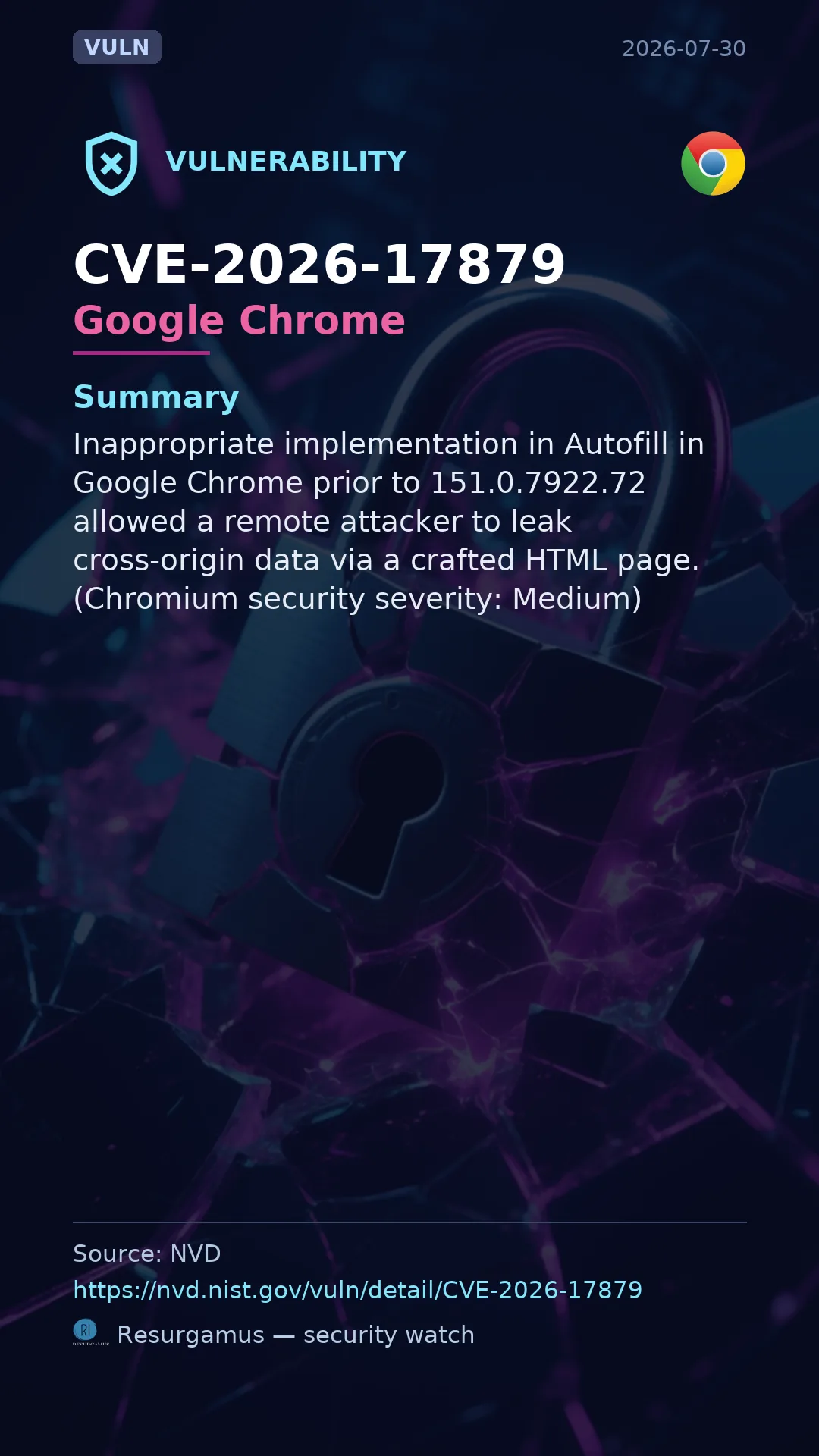 CVE-2026-17879 Google Chrome Vulnerability