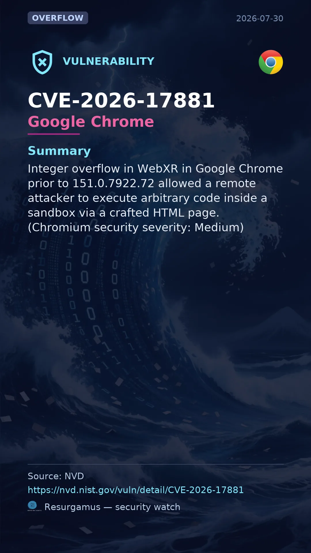 CVE-2026-17881 Google Chrome Vulnerability